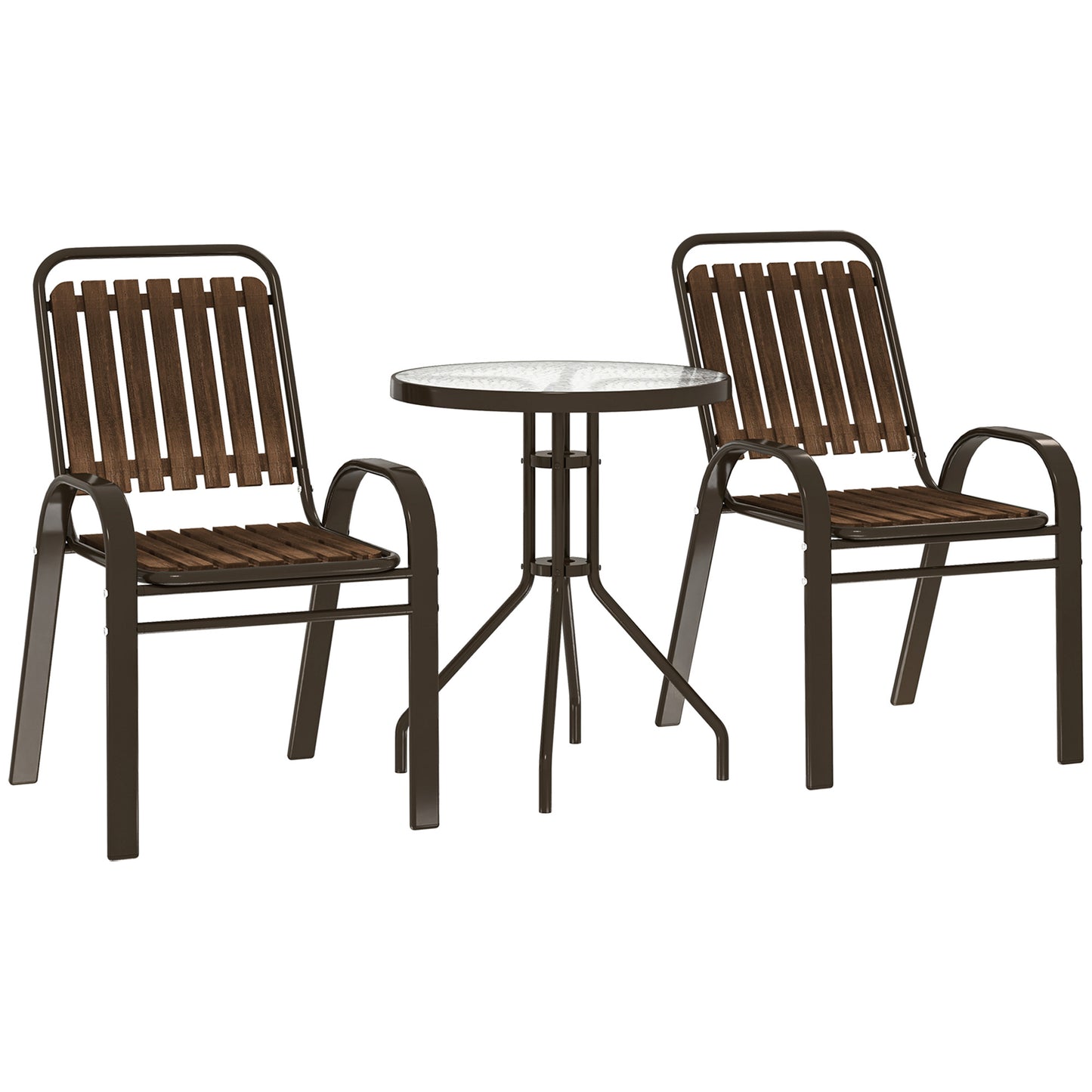 3 Pieces Patio Bistro Set with Stackable Chairs