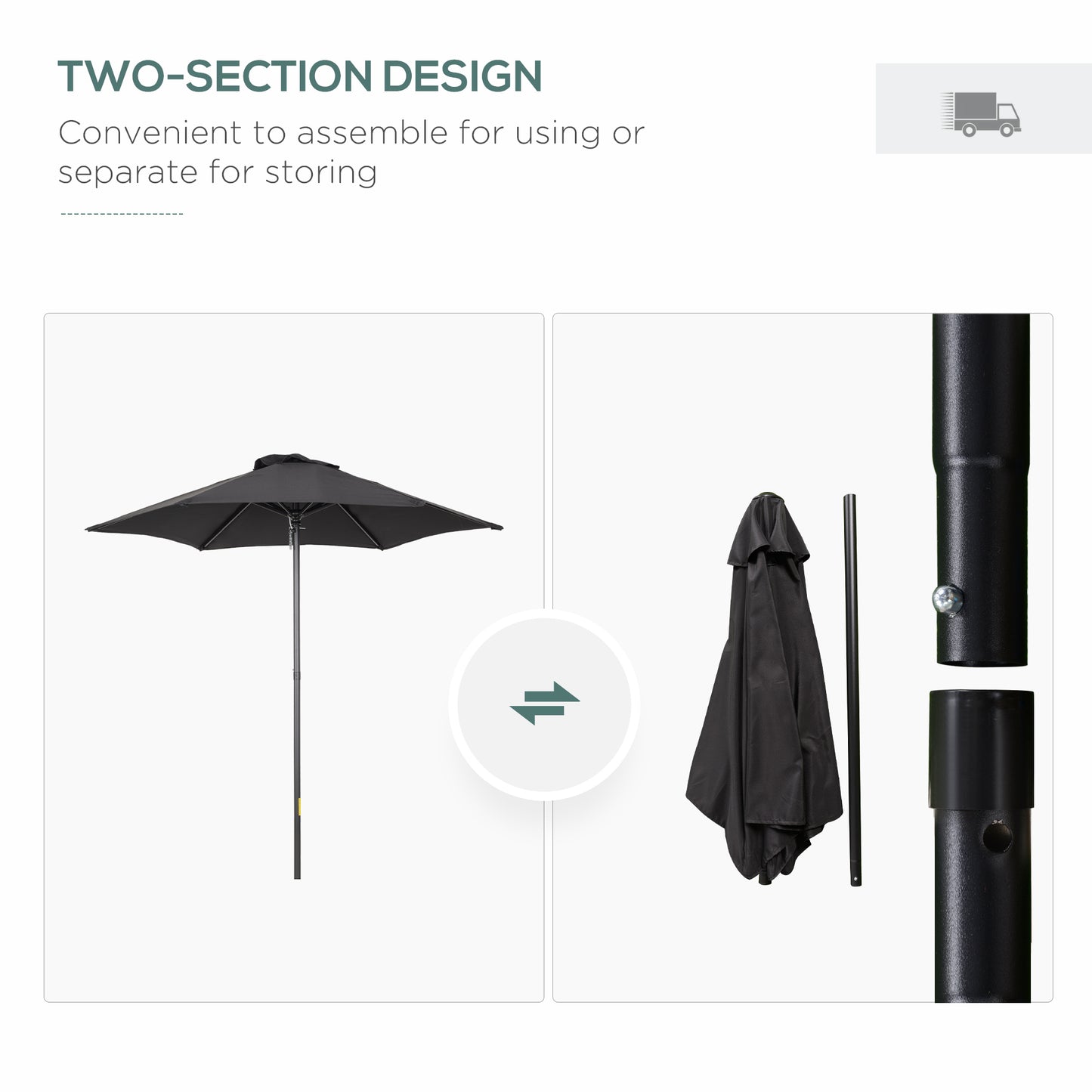2m Garden Parasol Umbrella