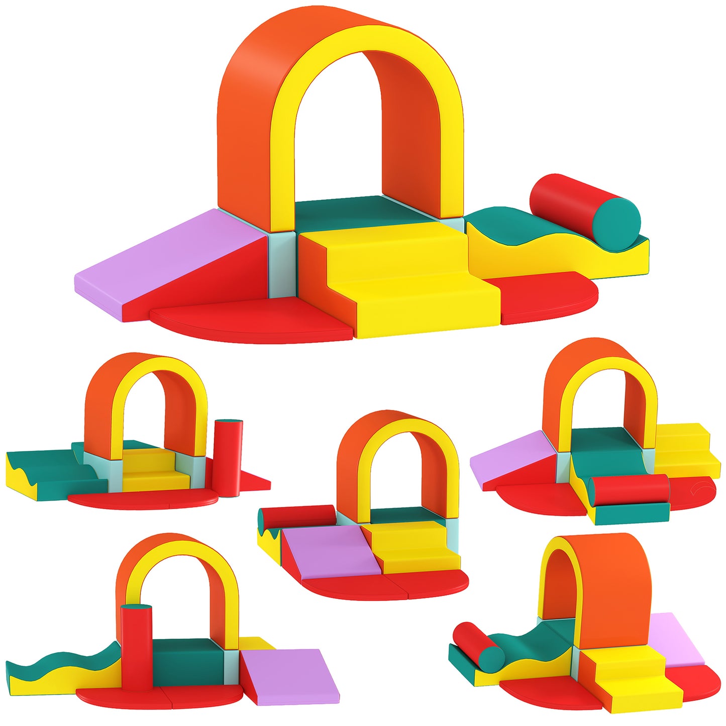 Kids Soft Play Set, 10PCs PU Leather Foam Climbing Blocks for Climb