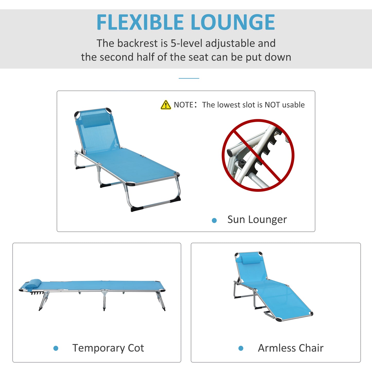 Foldable Outdoor Sun Loungers Set of 2