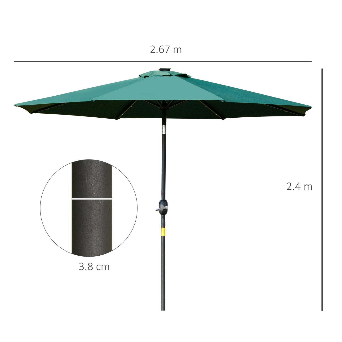 2.7m Patio Garden Umbrella Outdoor Parasol with Tilt Crank (2)