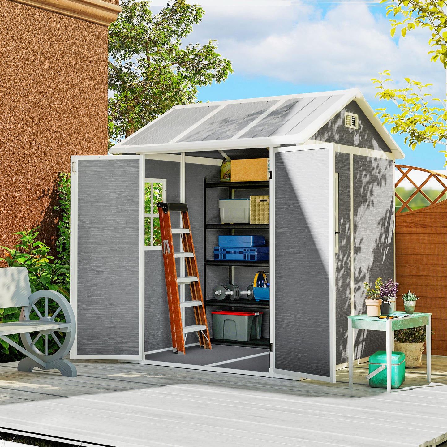 6 x 6ft Garden Shed with Floor, Window, Lockable Doors and Vents
