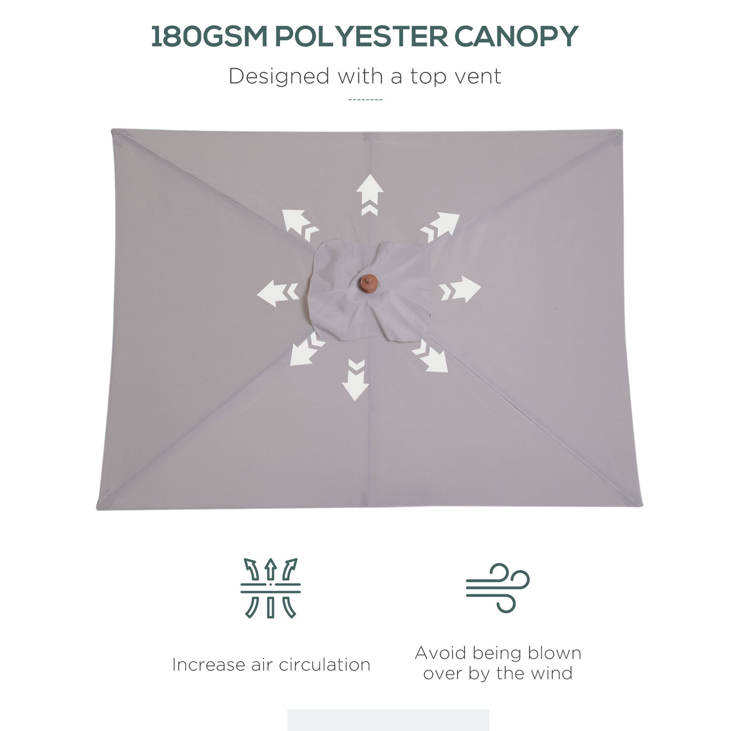 2m Tilting Wooden Pole Parasol