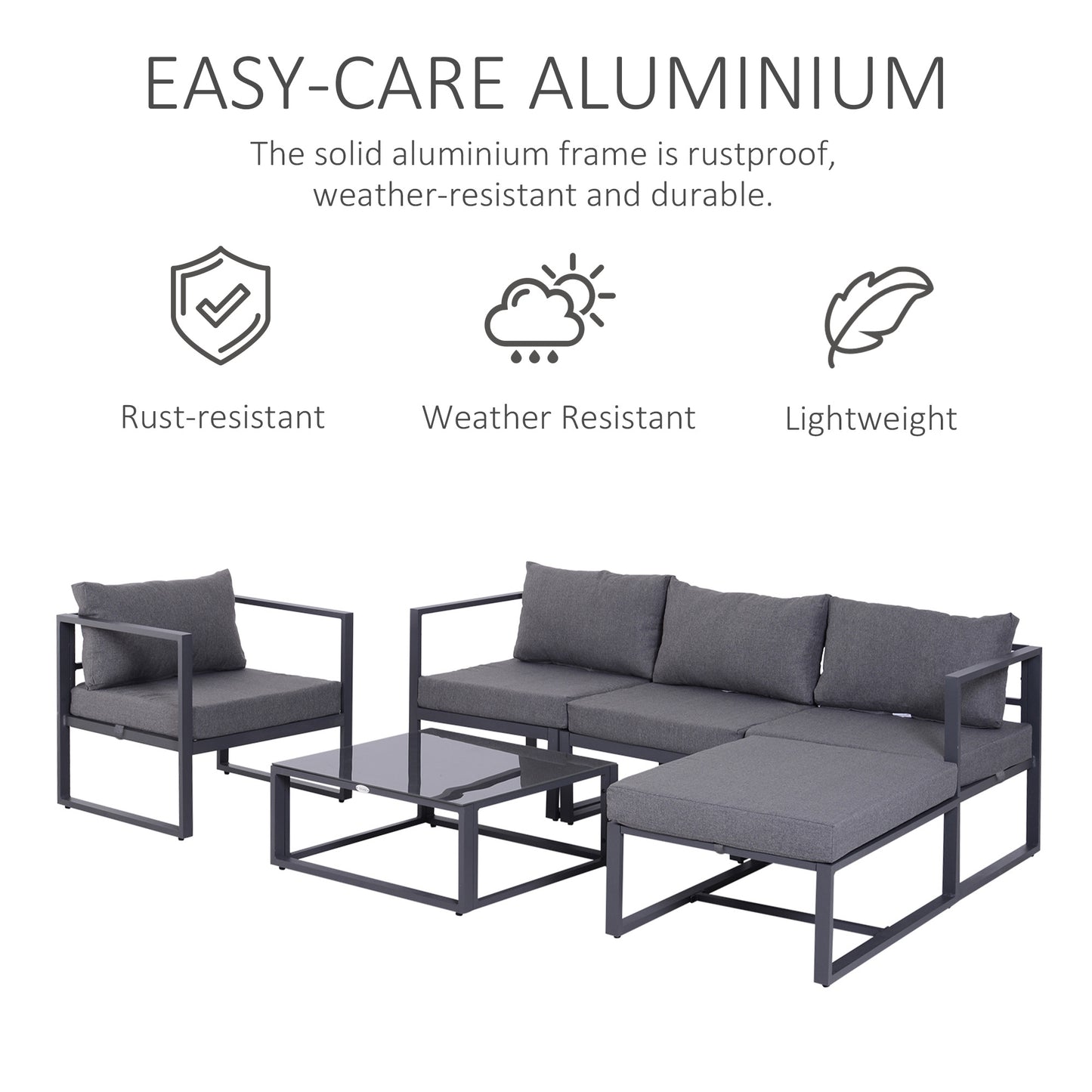 6 PCs Outdoor Indoor Sectional Sofa Set Thick Padded Cushions