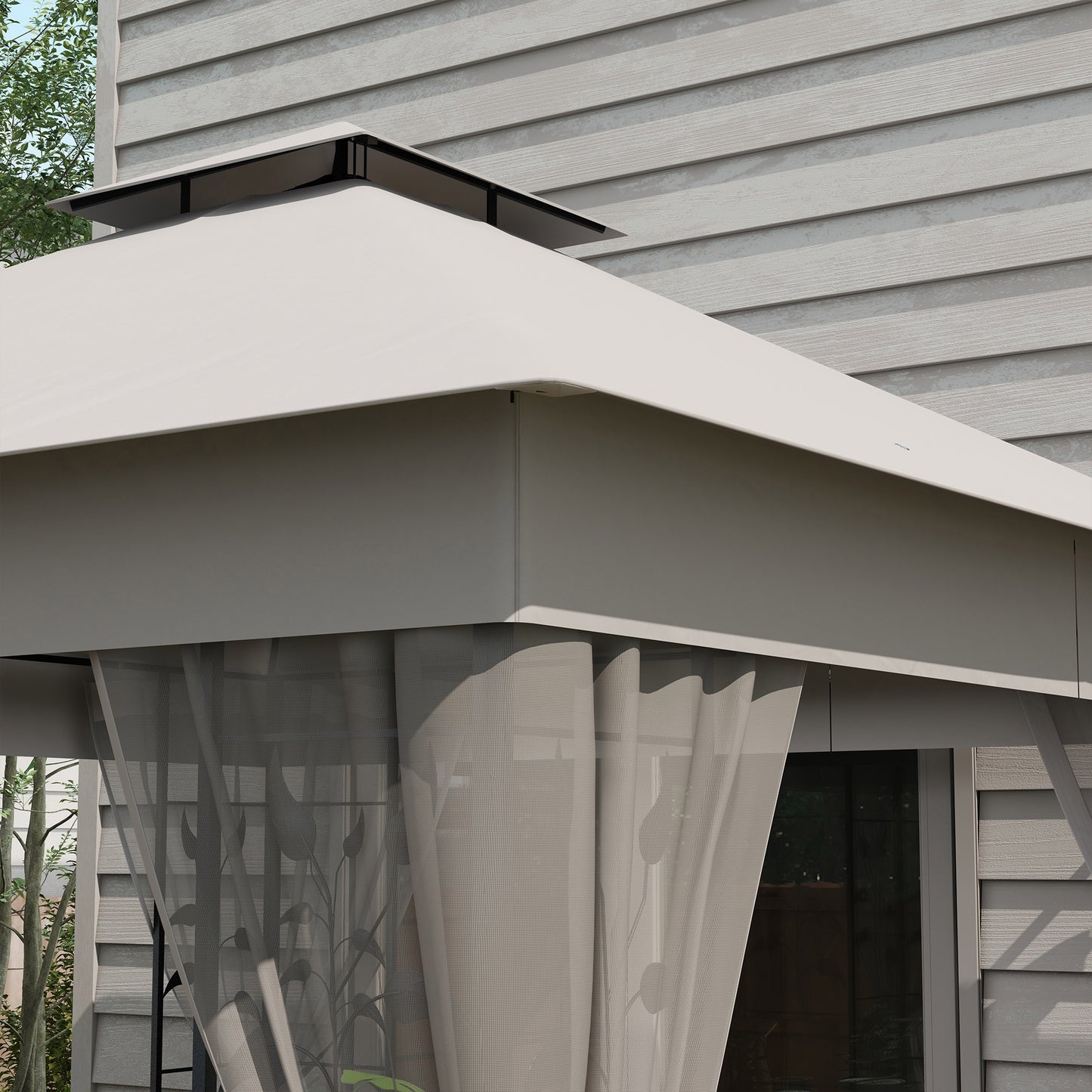 3 x 3m Steel Frame Double Roof Garden Gazebo