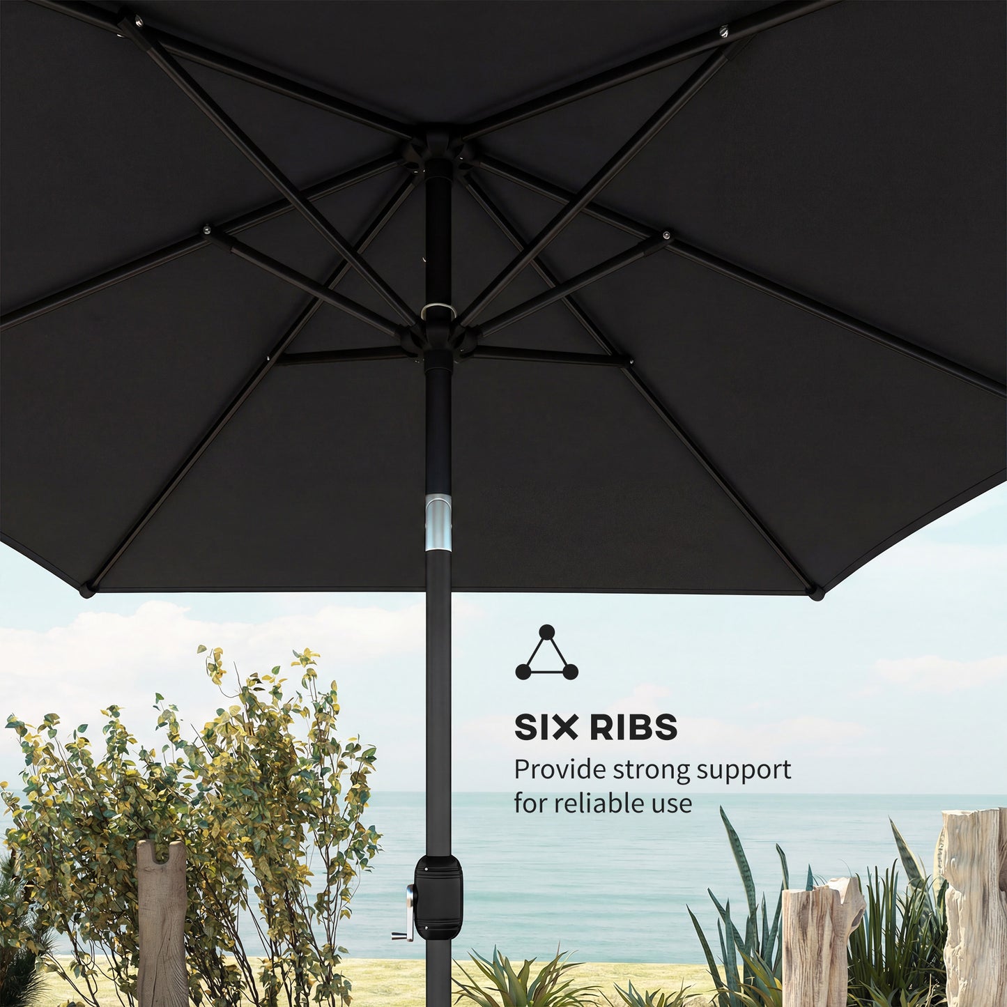 Garden Parasol, Parasol Umbrella with Crank Handle, Tilt Function