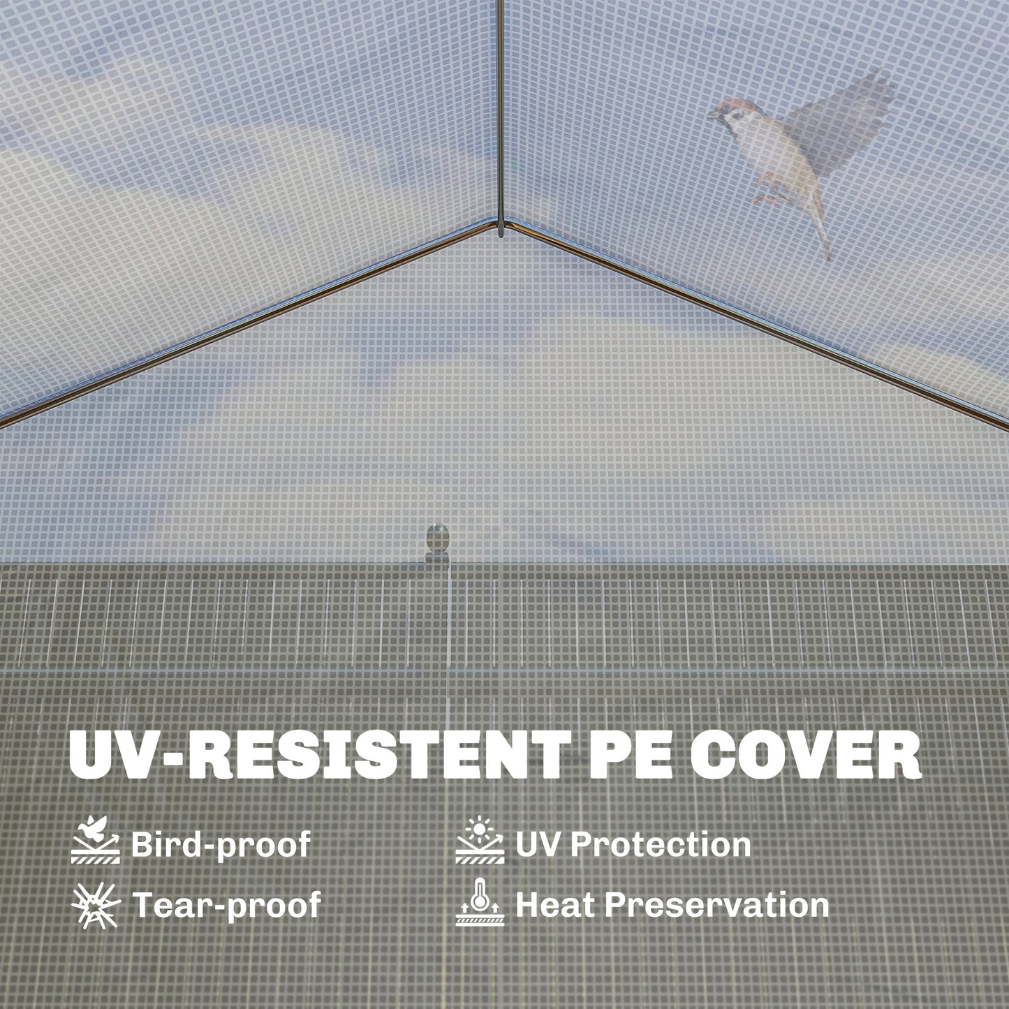 4 x 3(m) Walk-in Polytunnel Greenhouse, Zipped Roll Up Sidewalls