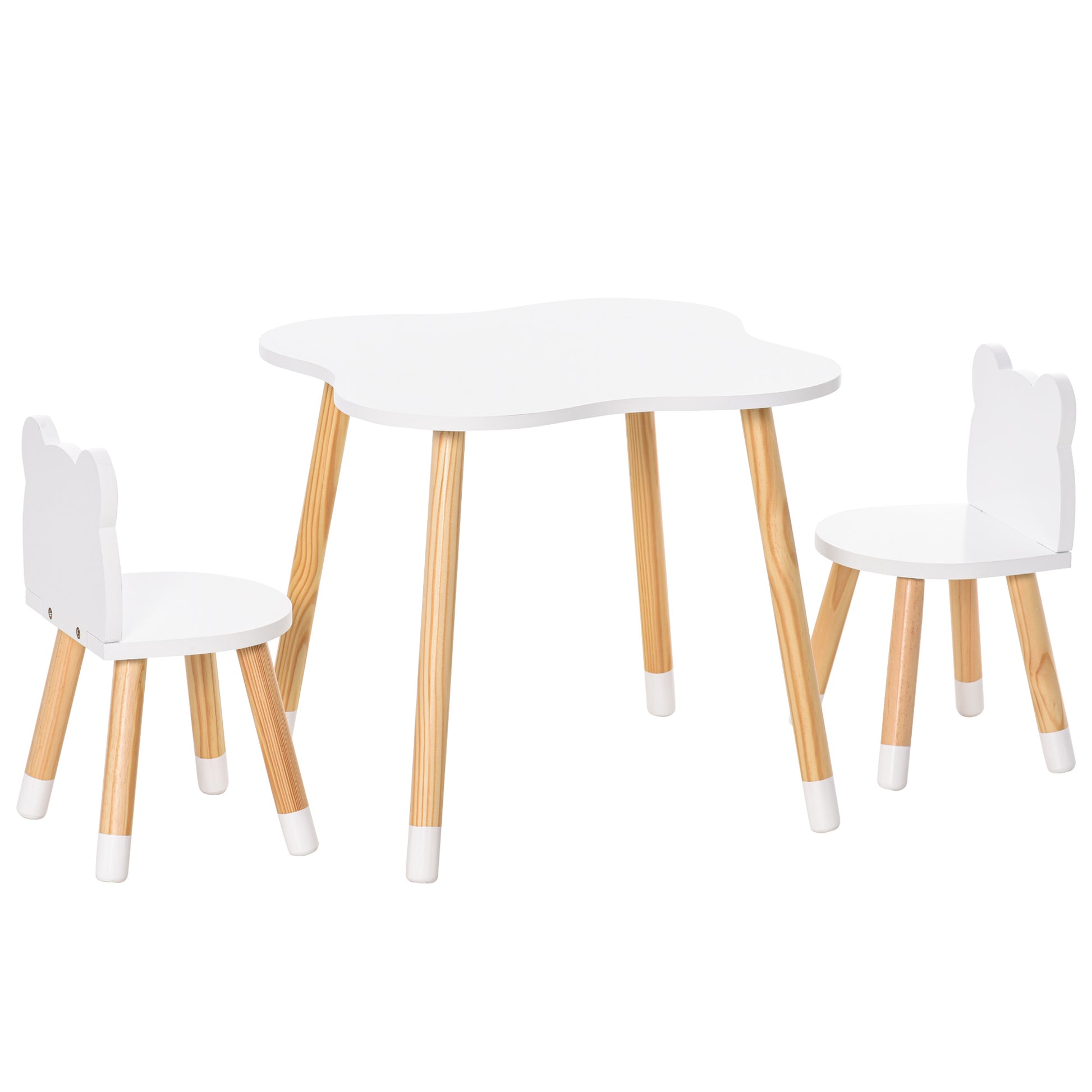 3-Piece Kids Table and Chair Set with 2 Bear-Shaped Chairs