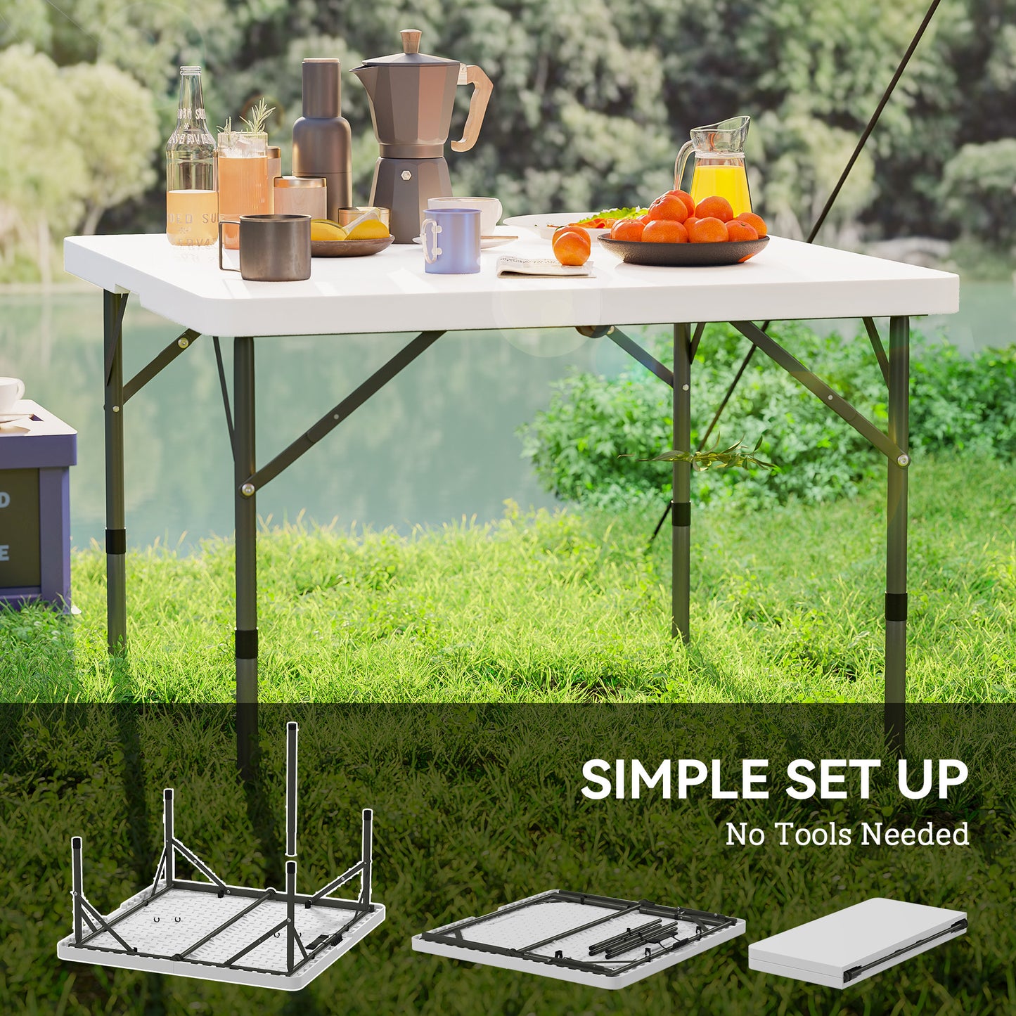 34/74cm Folding Camping Table, with Handle