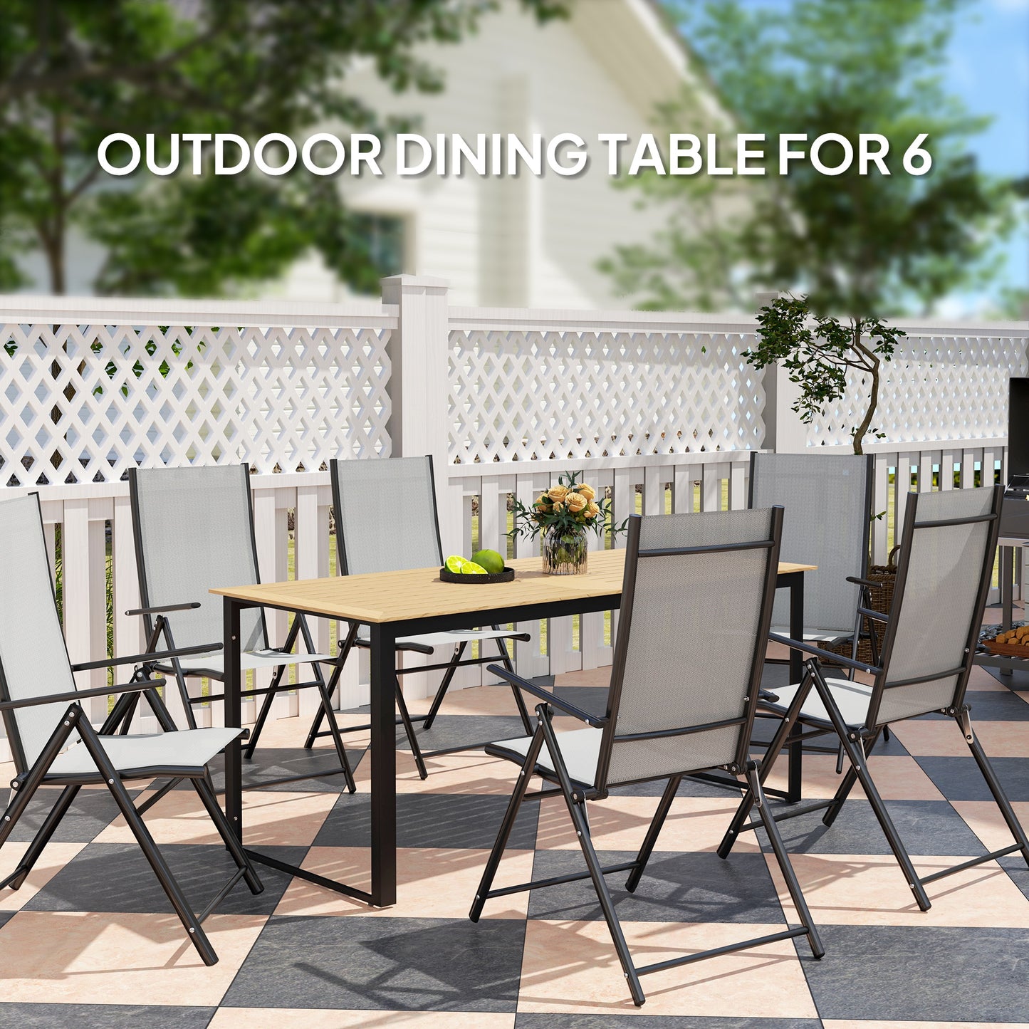Garden Table for 6 People, 175 x 78 x 75 cm Rectangle Outdoor