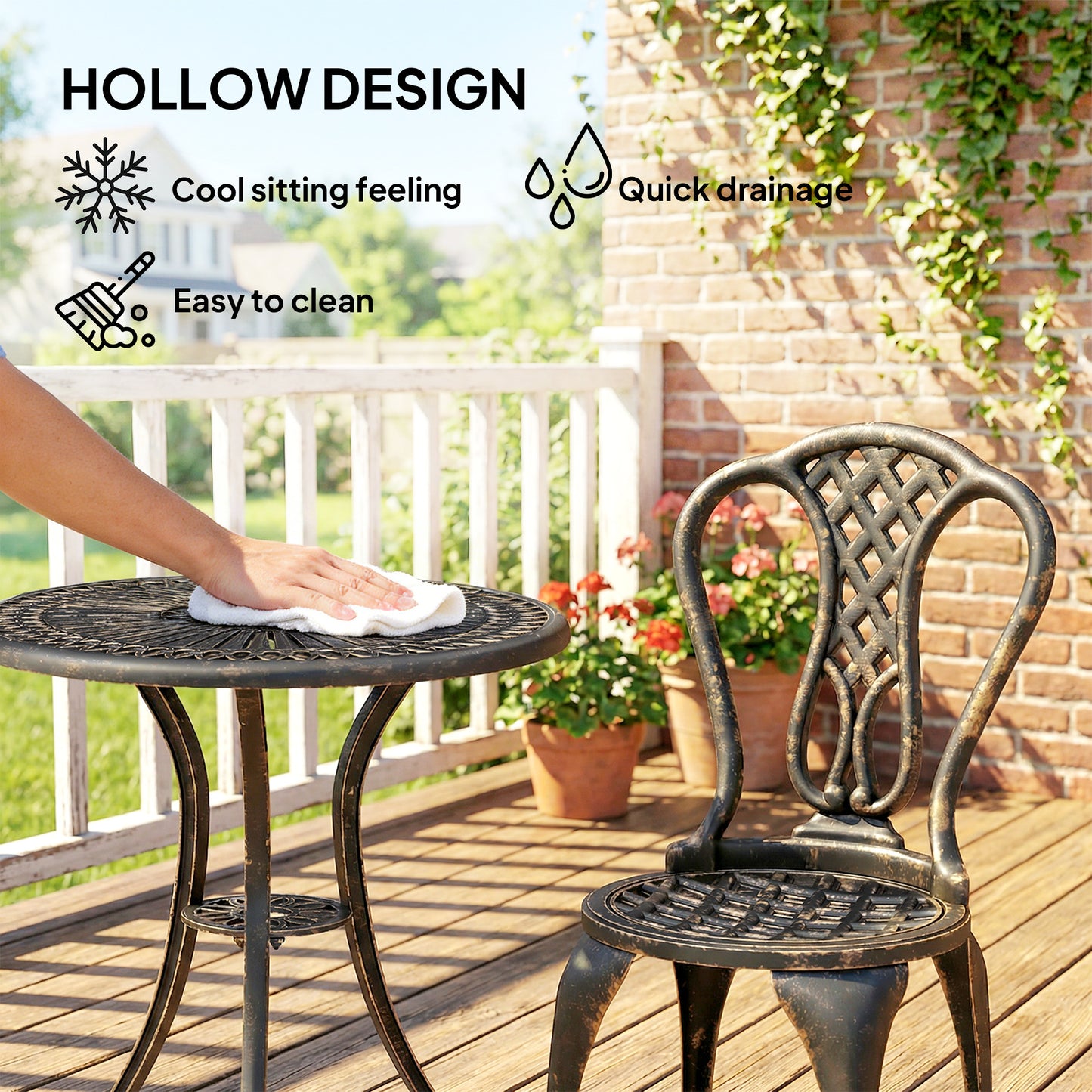 Outdoor Bistro Set for 2 Cast Aluminium Patio Furniture