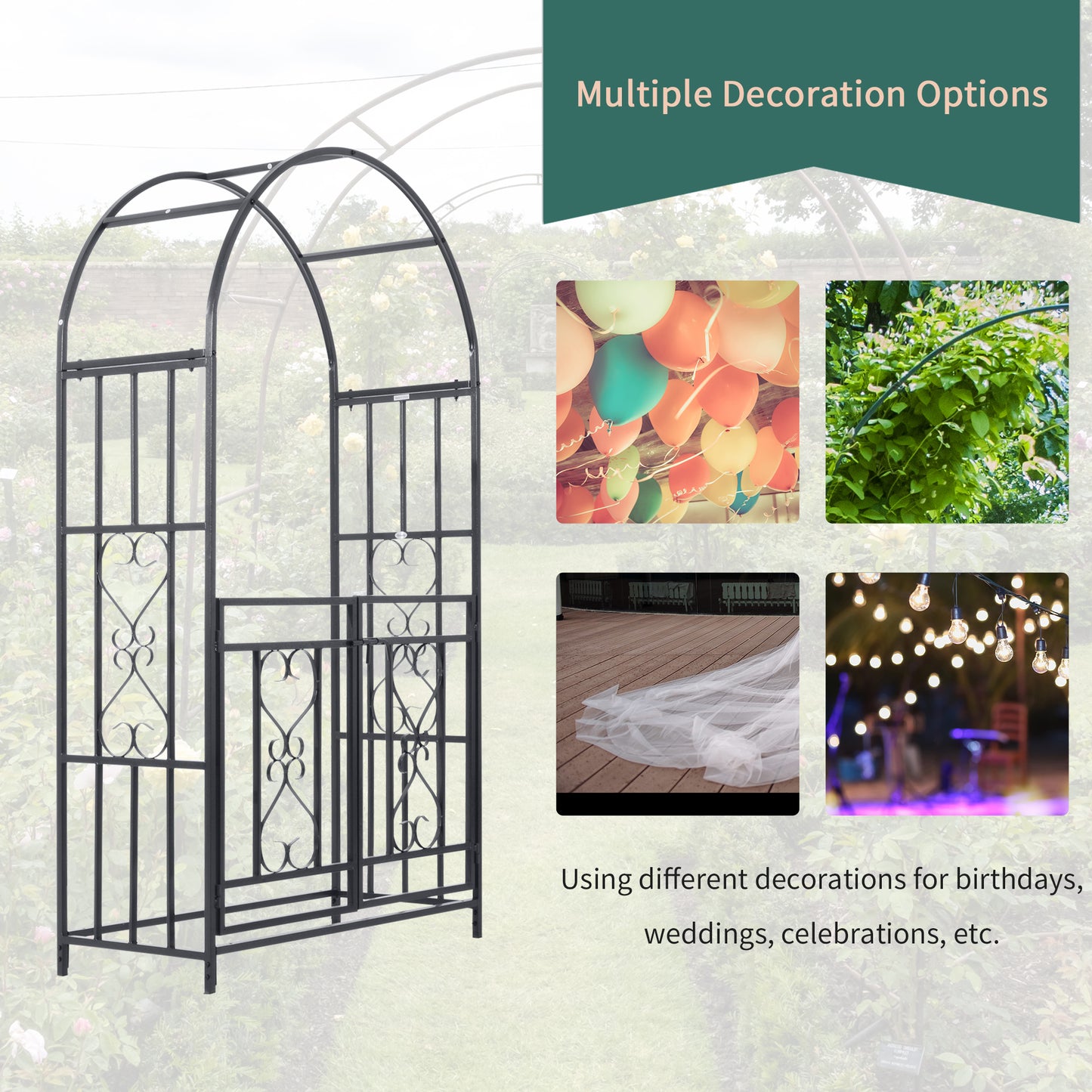 Outdoor Garden Arch with Double Gates