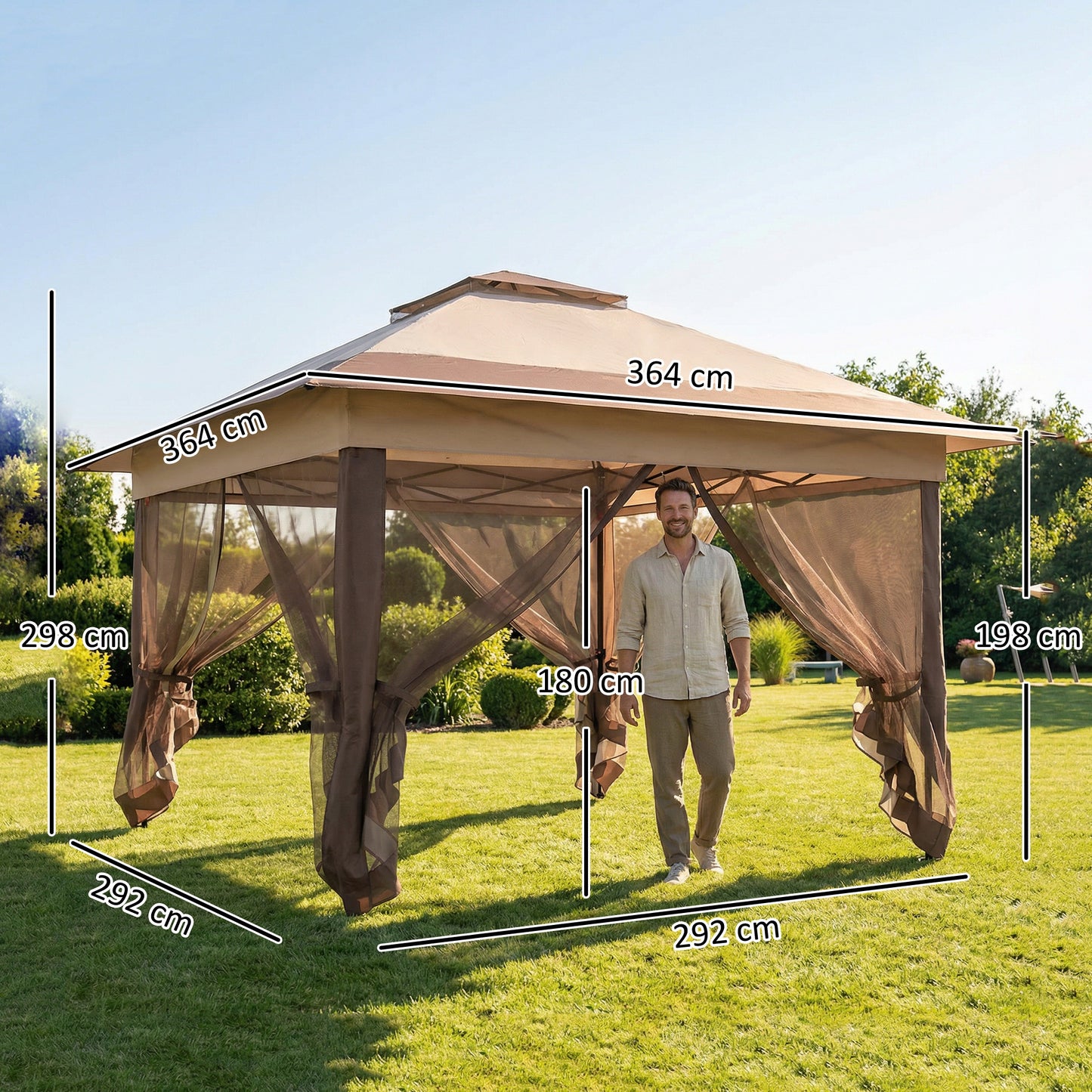 3.6 x 3.6 m Pop up Gazebo with Netting