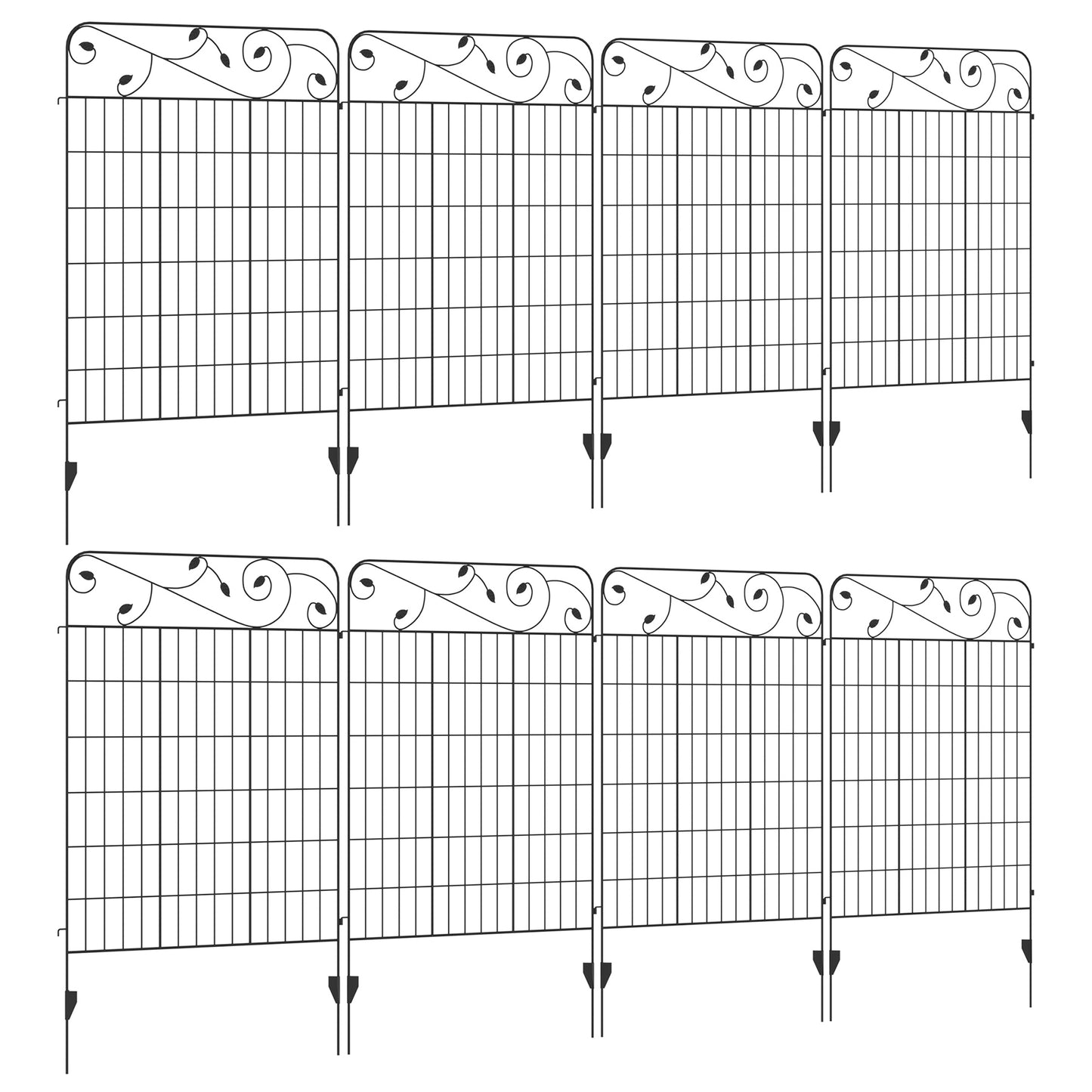 Decorative Garden Fencing, 8PCs 43in x 23ft Outdoor Picket Fence