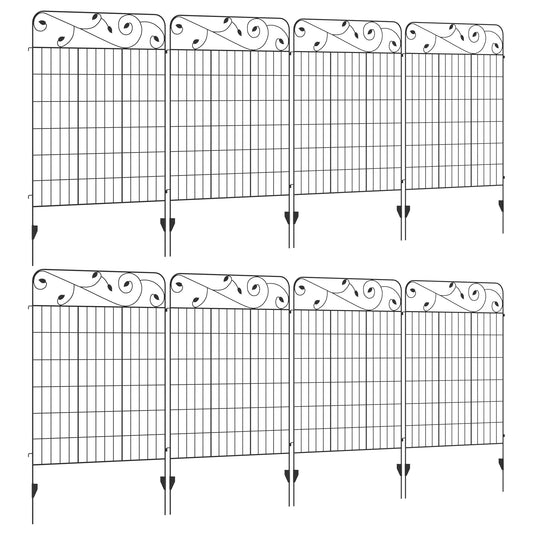 Decorative Garden Fencing, 8PCs 43in x 23ft Outdoor Picket Fence