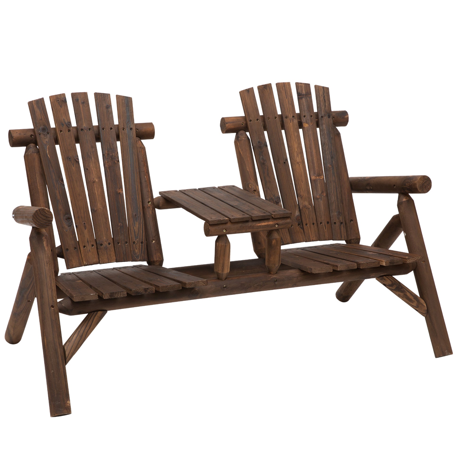 Wood Patio Chair Bench 2 Seats Jack