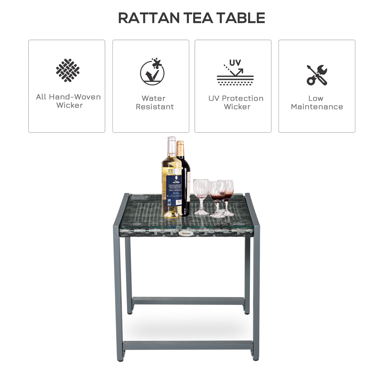 Rattan End Table Side Coffee Desk Outdoor Patio Wicker Sofa Chat