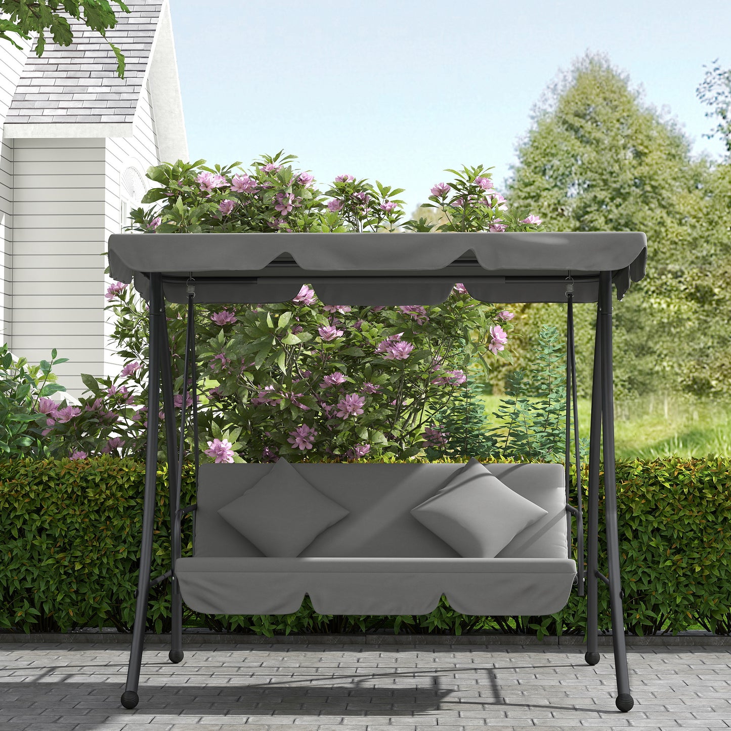 Outdoor 2-in-1 Swing Chair Lounger 3 Seater Garden Swing Seat Bed