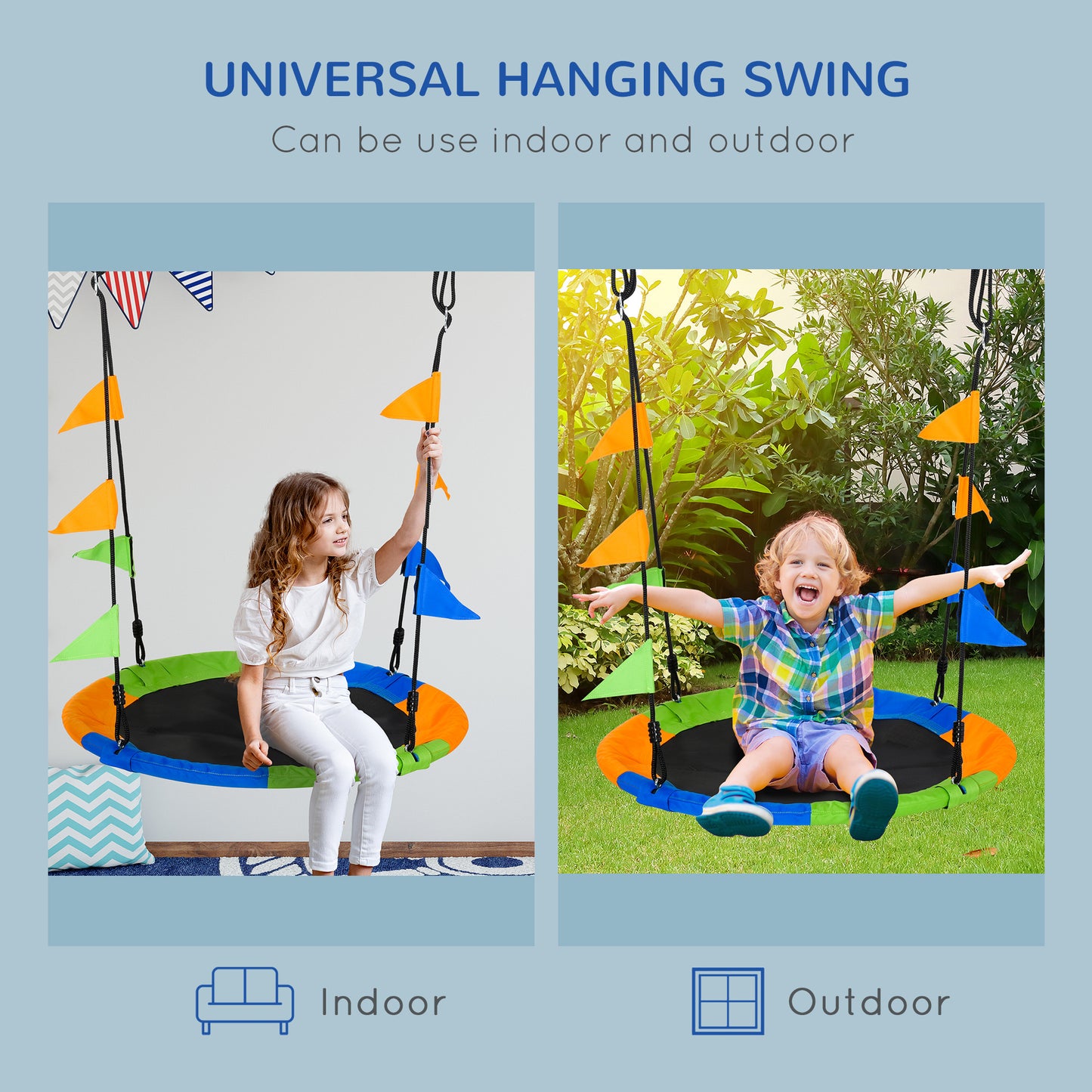 Kid Nest Swing Seat Saucer Tree Swing 40 Inch/100cm Adjustable Rope