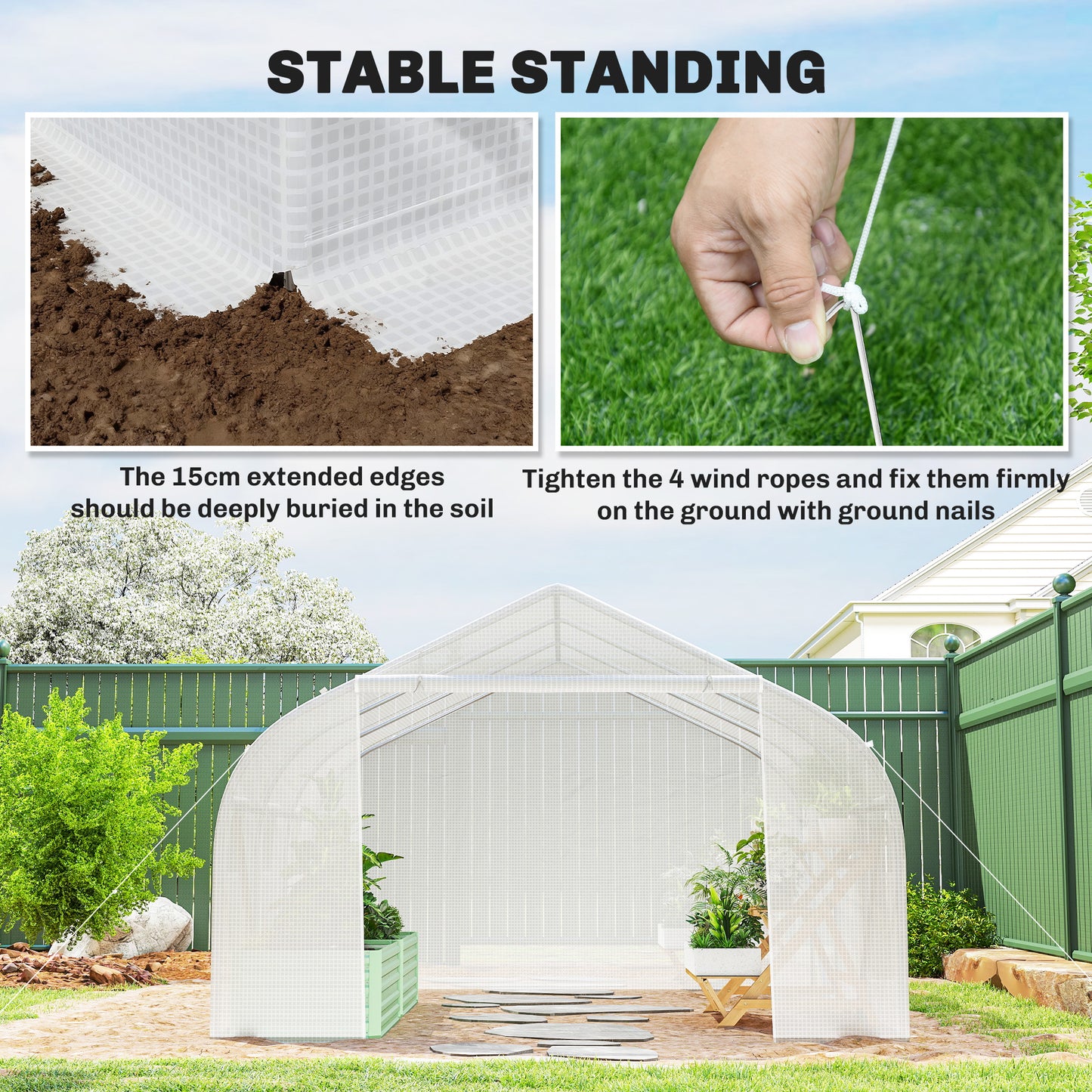 3.5 x 3 x 2m, Walk-In Polytunnel Greenhouse Warm House Garden