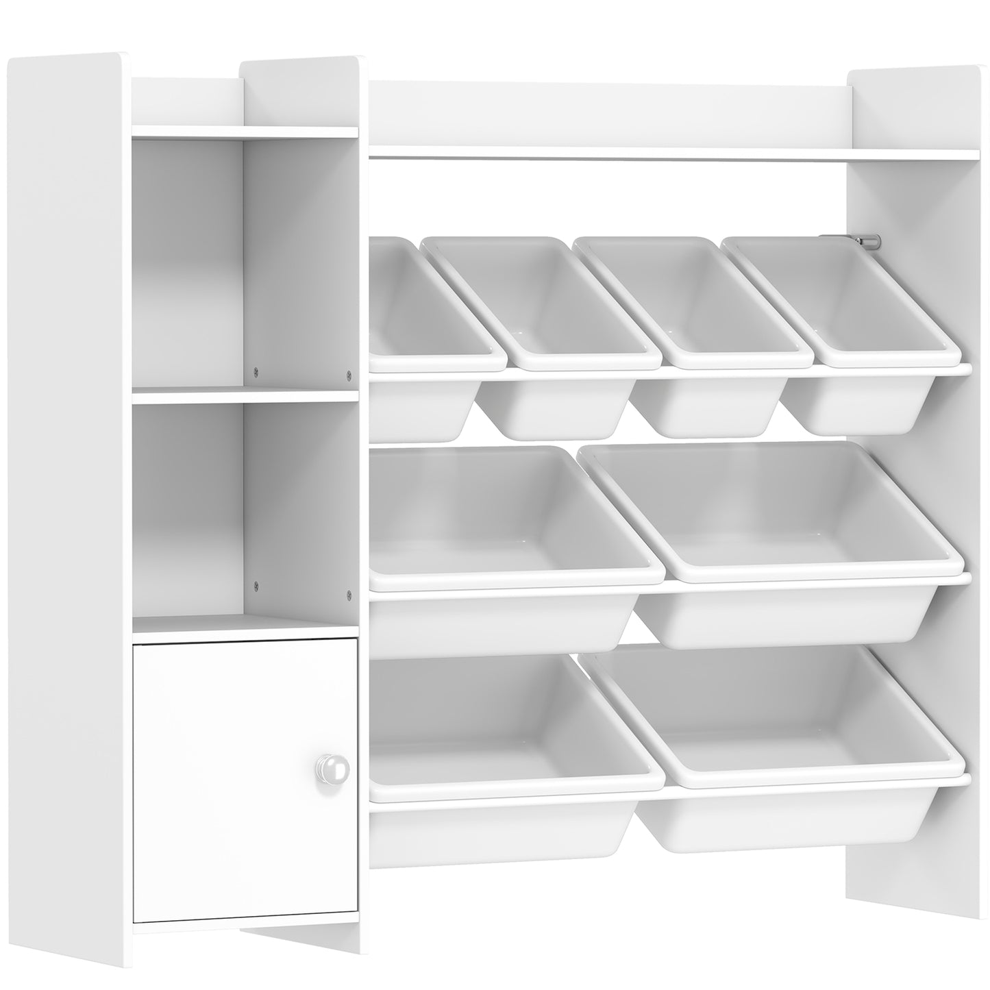 Toy Storage Unit with 8 Removable Bins, Storage Shelves, Cabinet