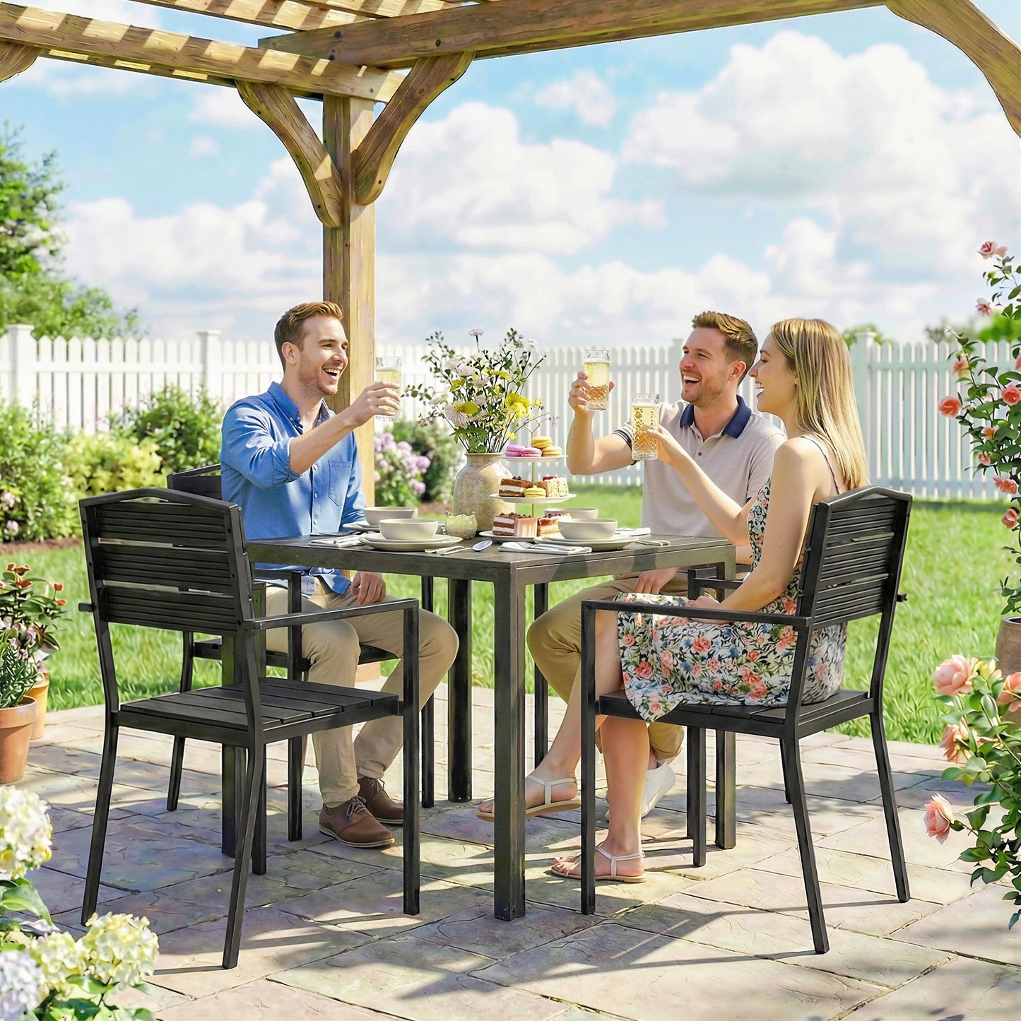 Stackable Garden Chairs Set of 4