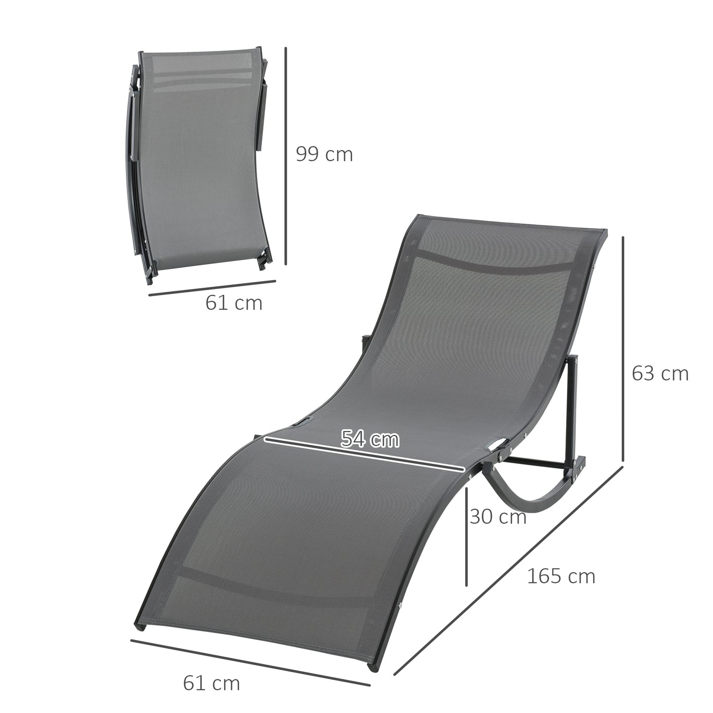 Set of 2 S-shaped Foldable Lounge Chair Sun Lounger Reclining