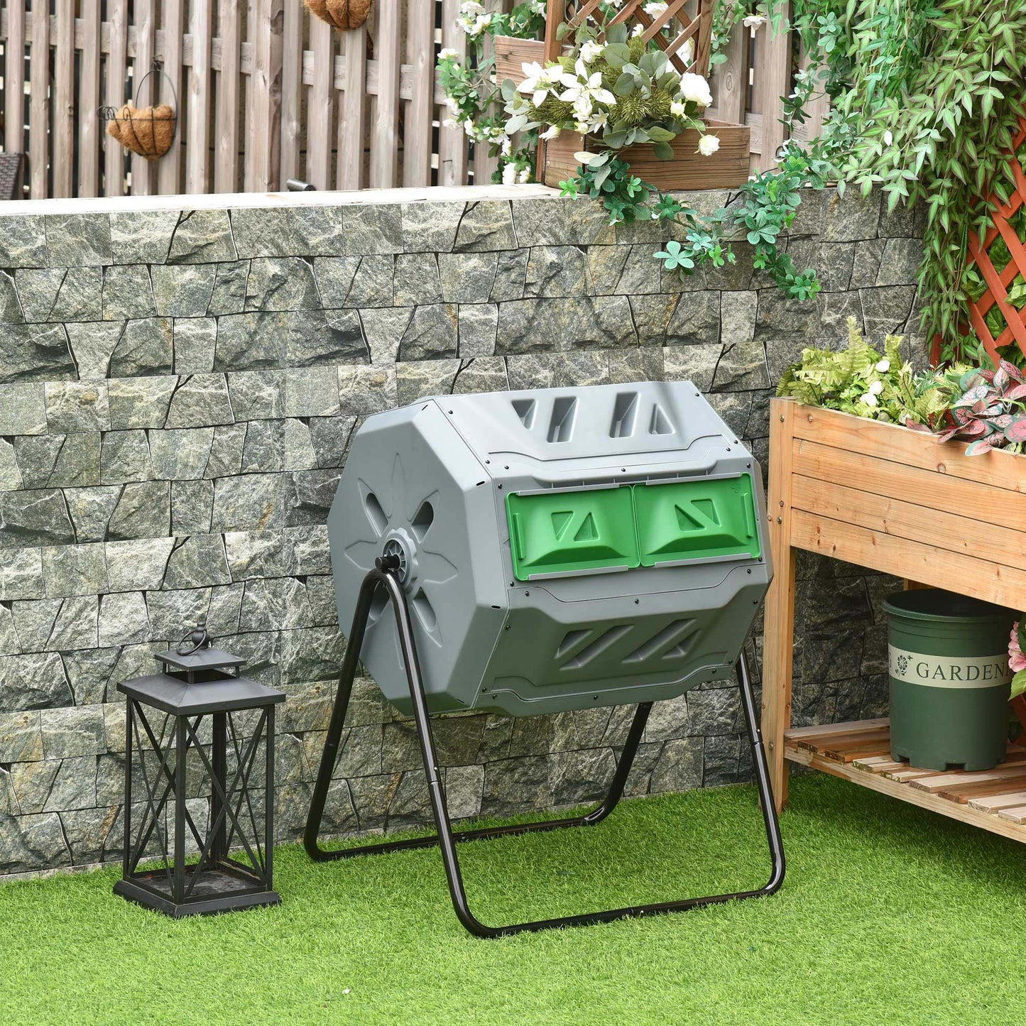 160L 360° Rotating Dual Chamber Composter