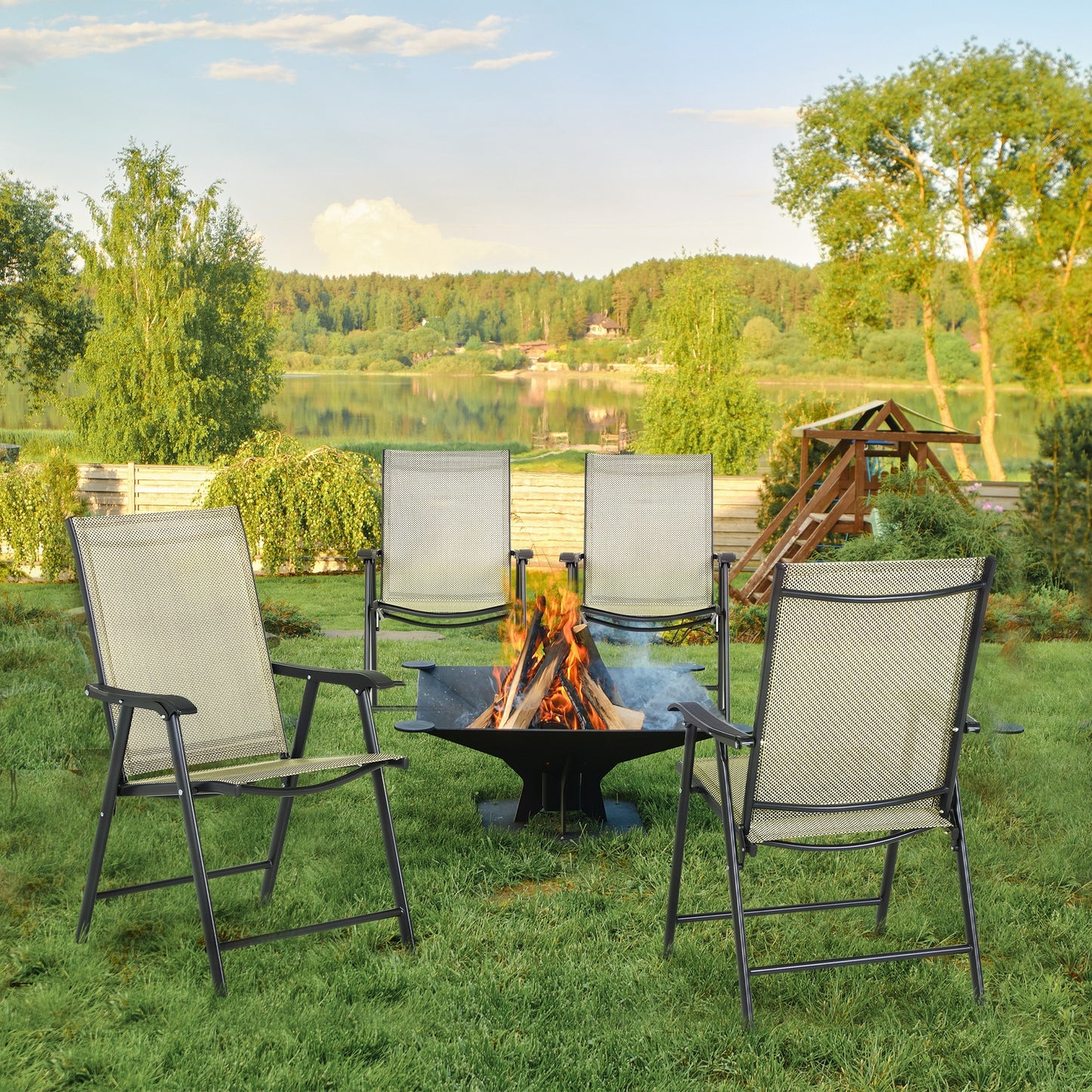 Set of Four Folding Garden Chairs