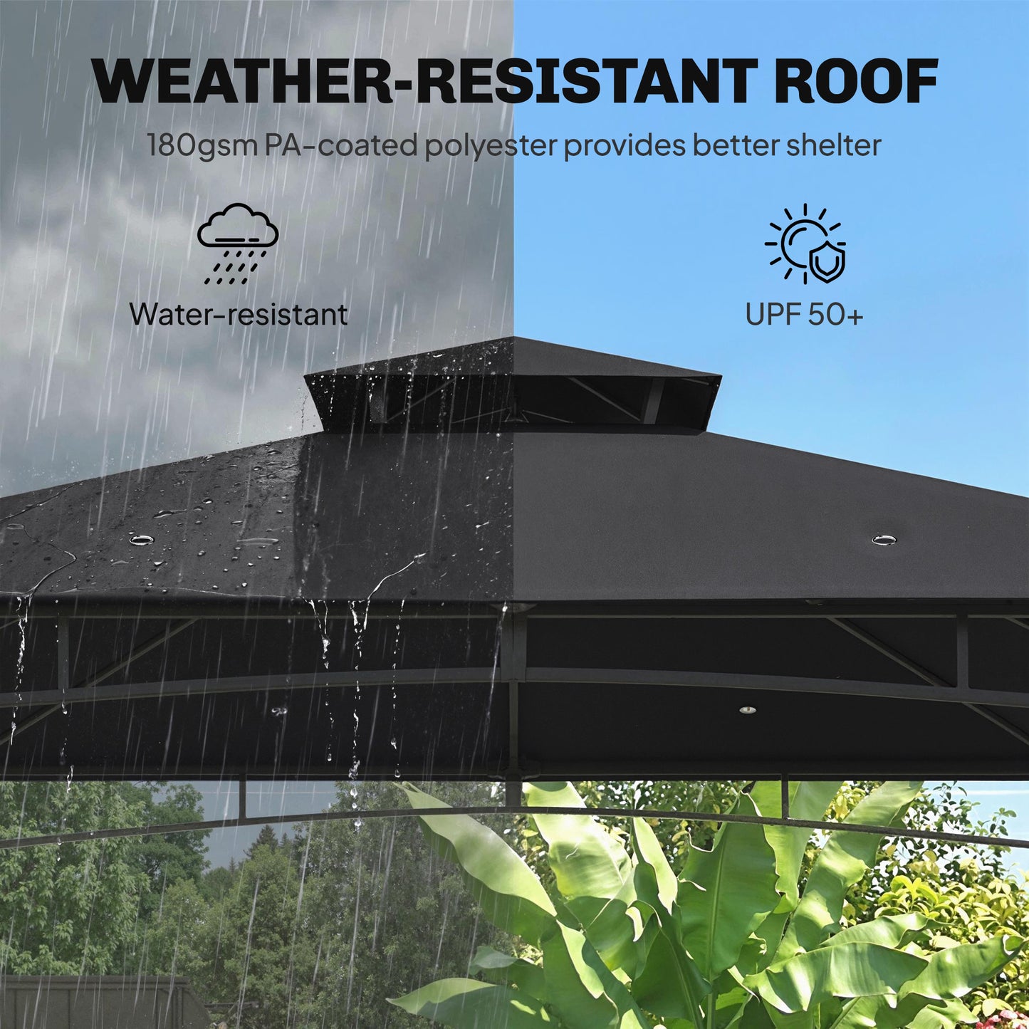 3 x 3 m Gazebo, Garden Gazebo with 2-Tier Roof, Metal Frame