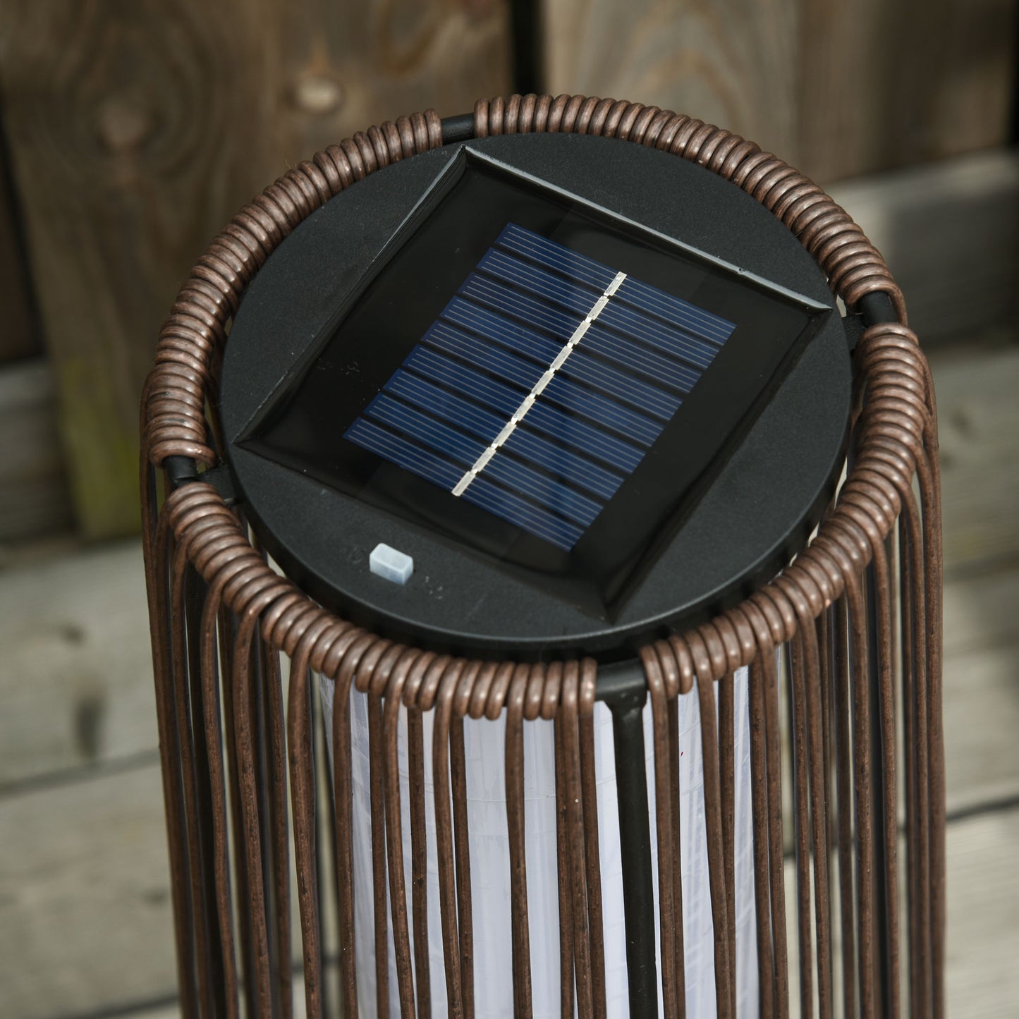 Patio Garden PE Rattan Solar Lights Woven Resin Wicker Lantern Auto