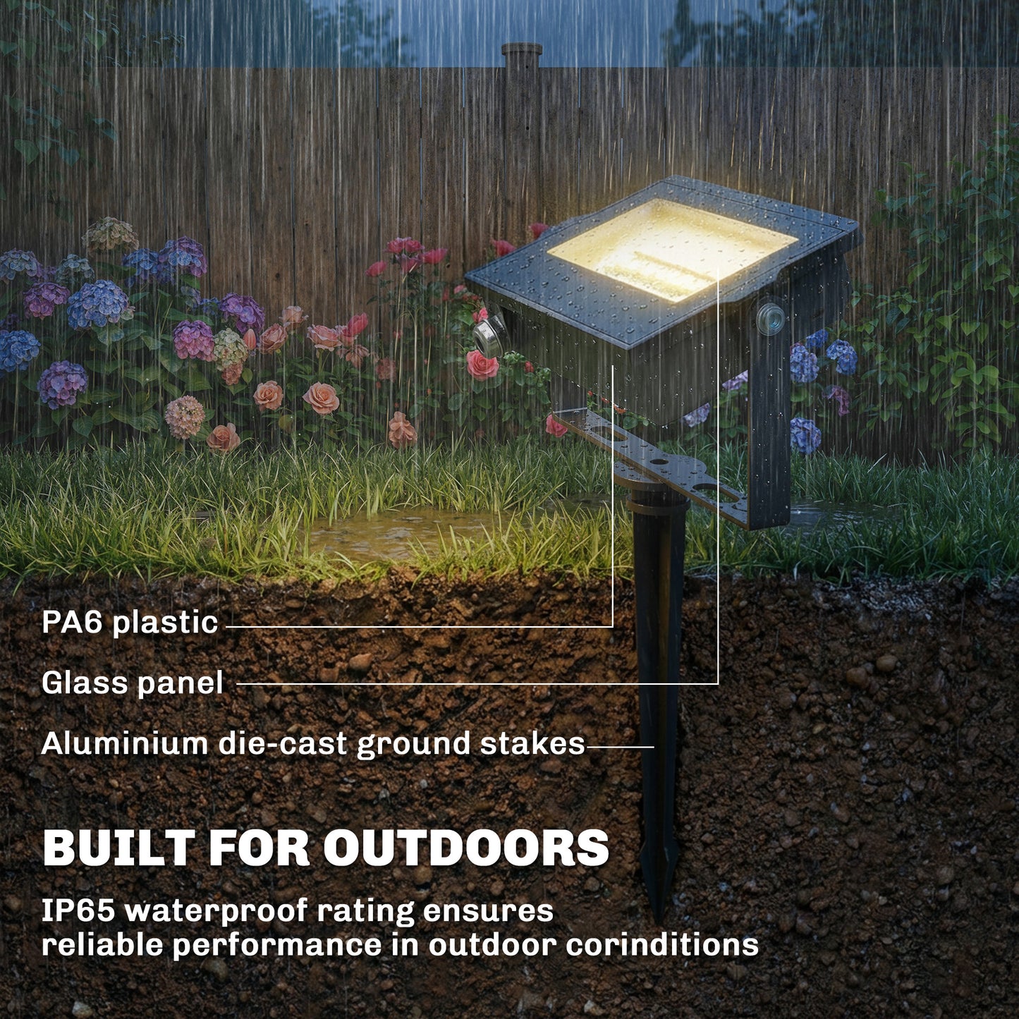 32W LED Floodlights, Linkable 4-Pack Landscape Lighting