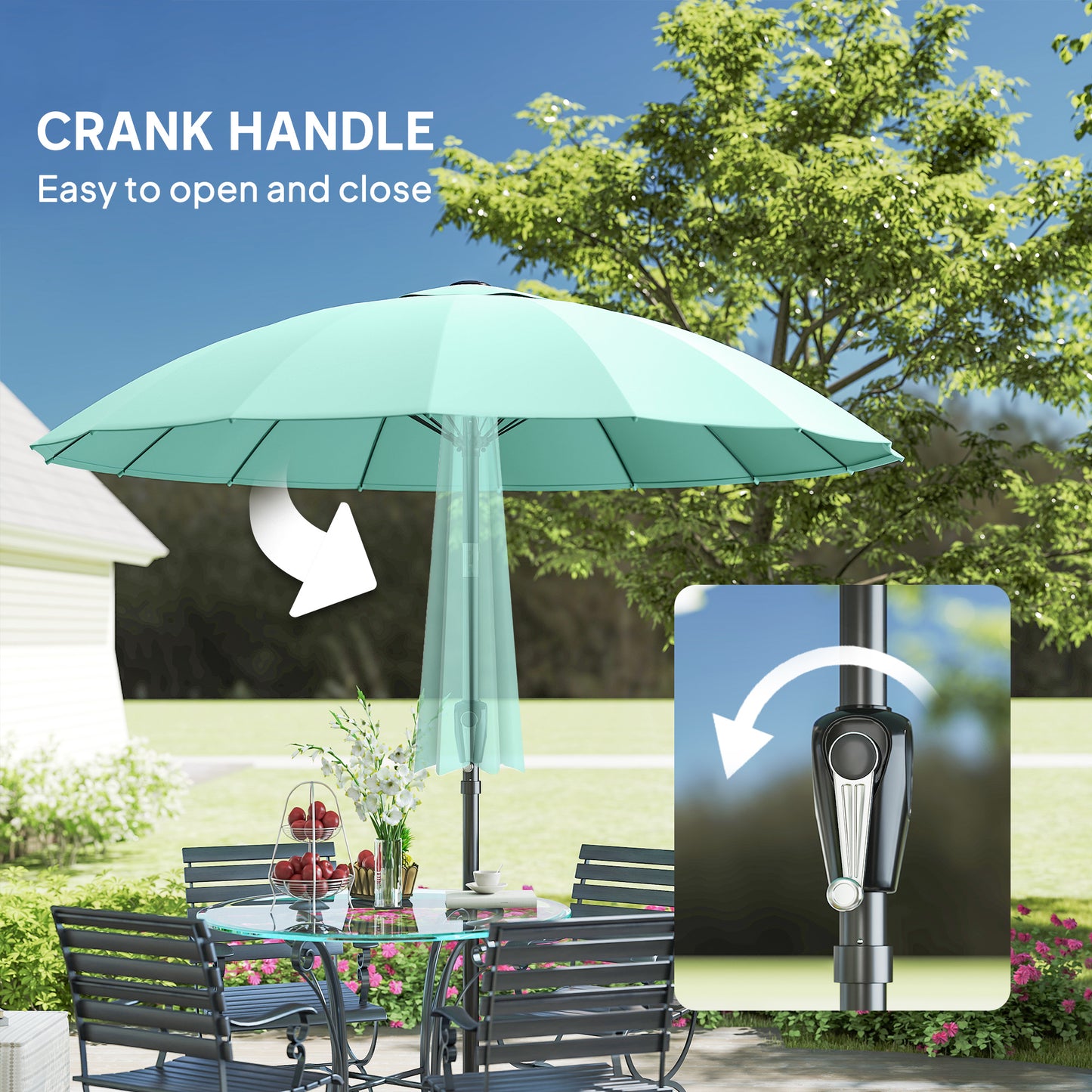 2 m Shanghai Garden Parasol Umbrella with 16 Fibreglass Ribs
