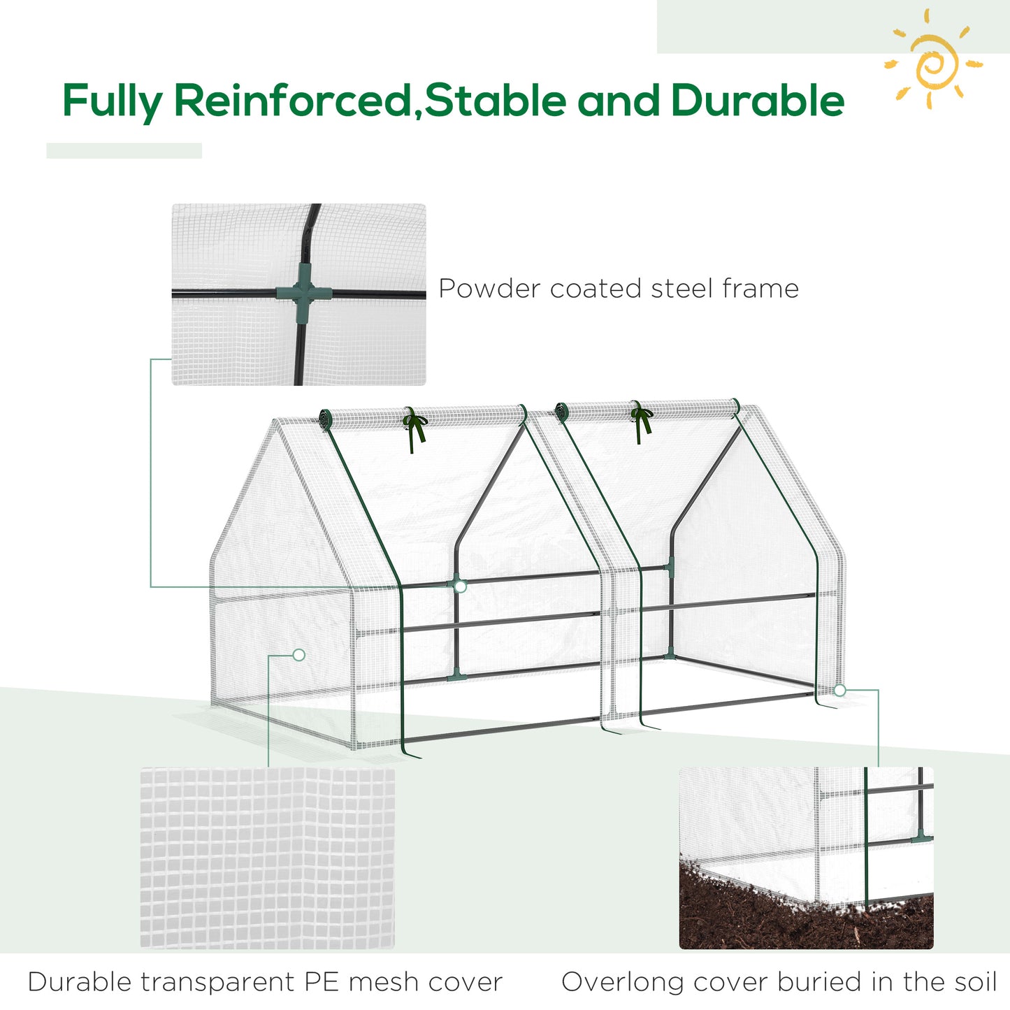 Mini Small Greenhouse with Steel Frame & PE Cover & Zipped Window (1)