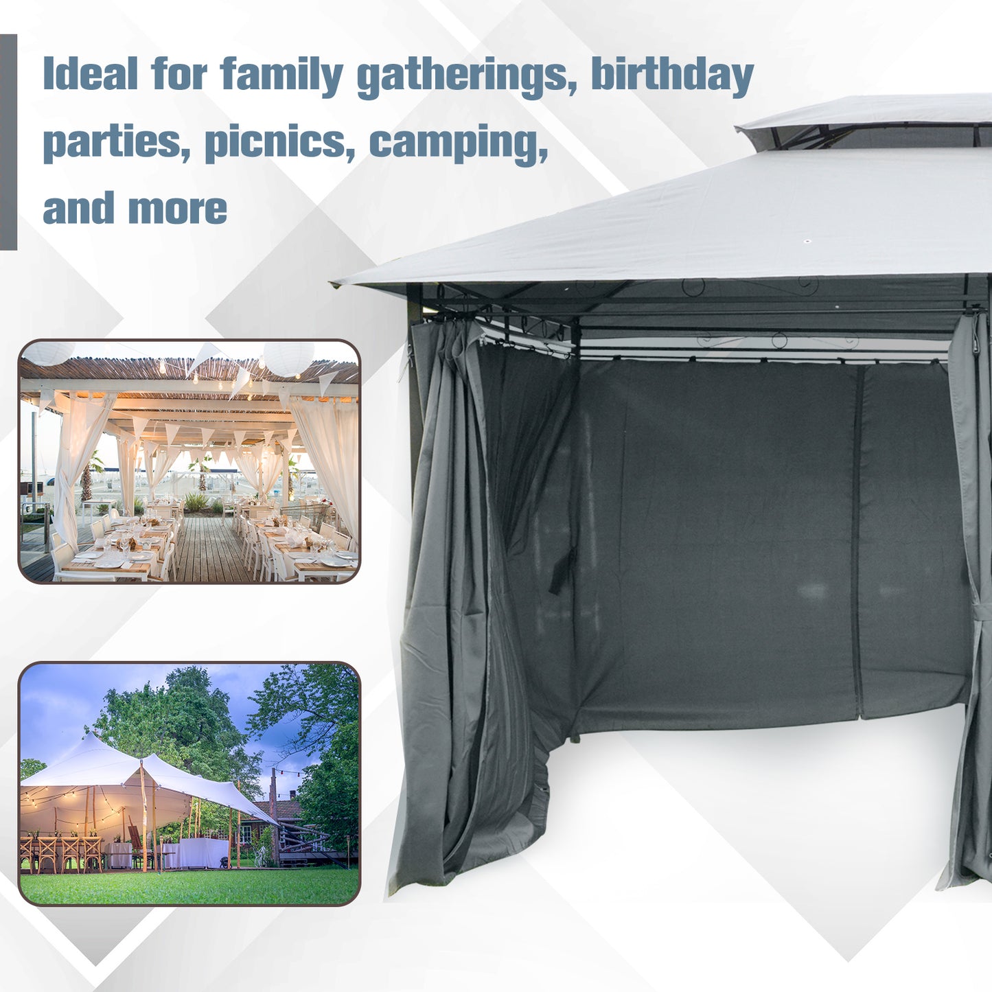 4m x 3(m)Garden Gazebo, Double Roof Outdoor Gazebo Canopy Shelter
