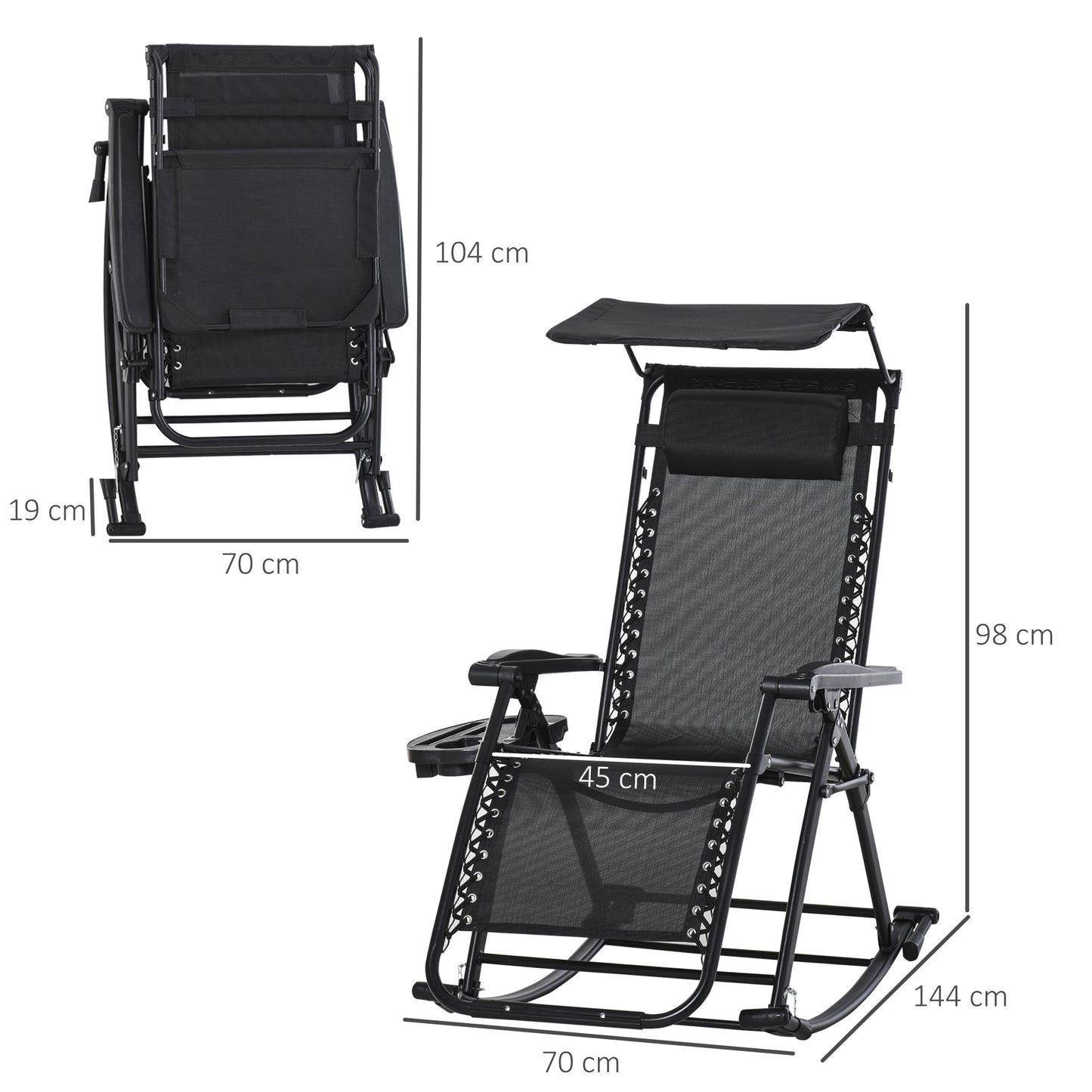 Garden Rocking Chair Folding Recliner Outdoor Adjustable Sun
