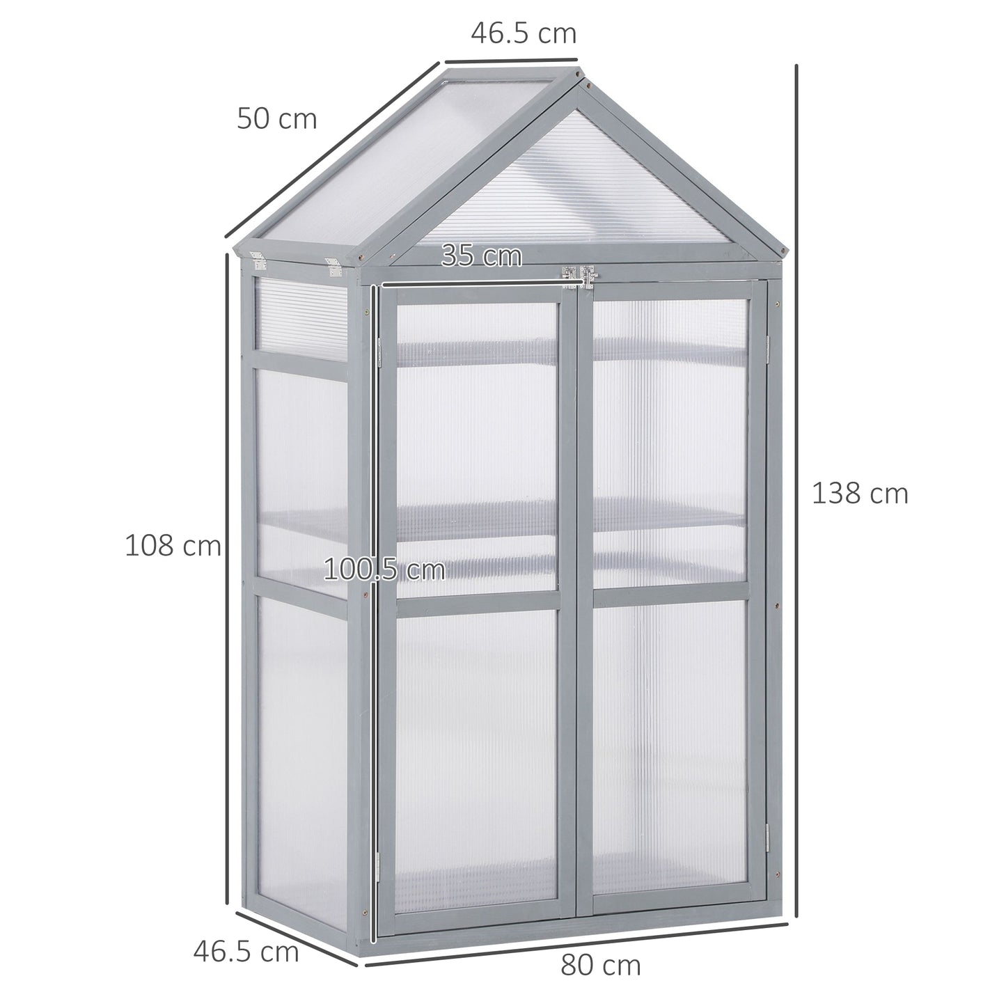 Garden Cold Frame Polycarbonate Greenhouse with Adjustable Shelves