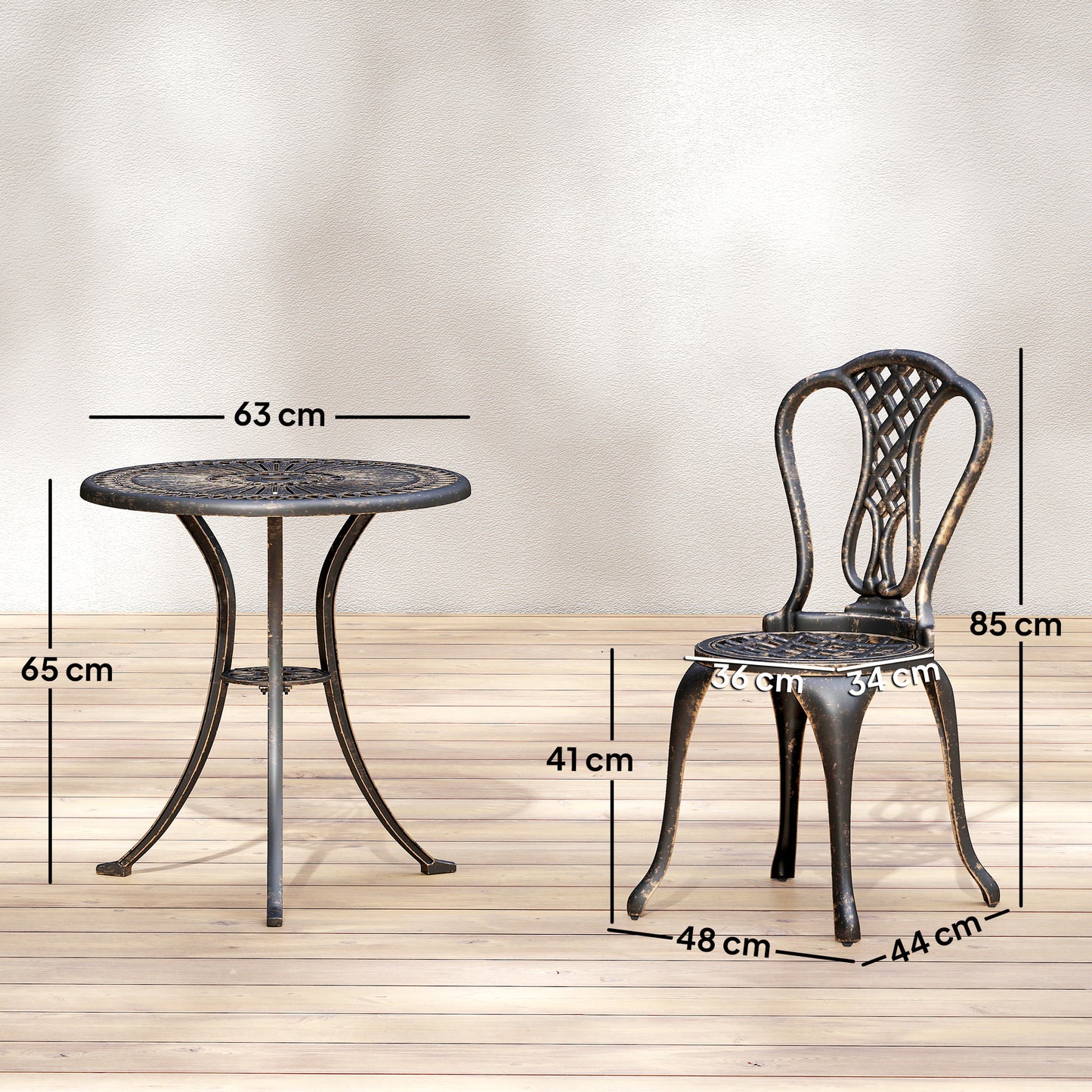 Outdoor Bistro Set for 2 Cast Aluminium Patio Furniture