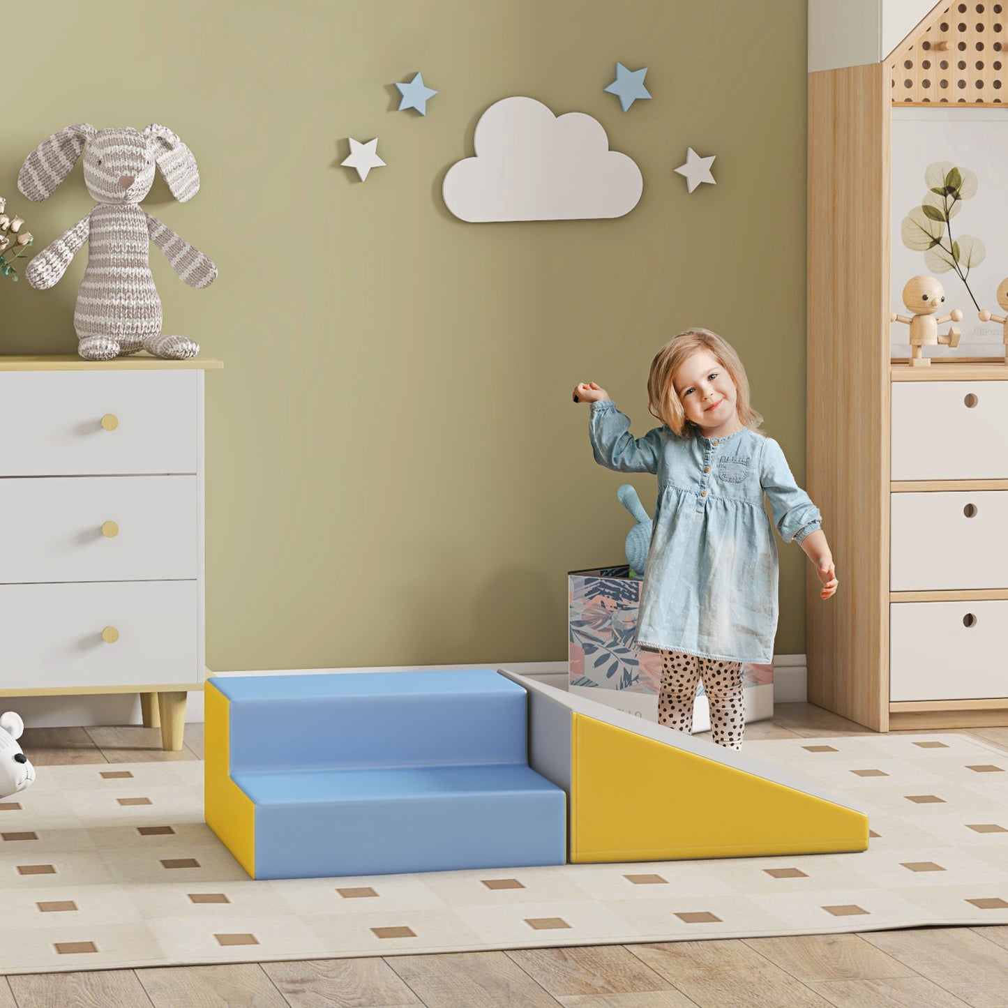 2 Piece Soft Play Set for Toddler Climb and Crawl, for 12-36 Months
