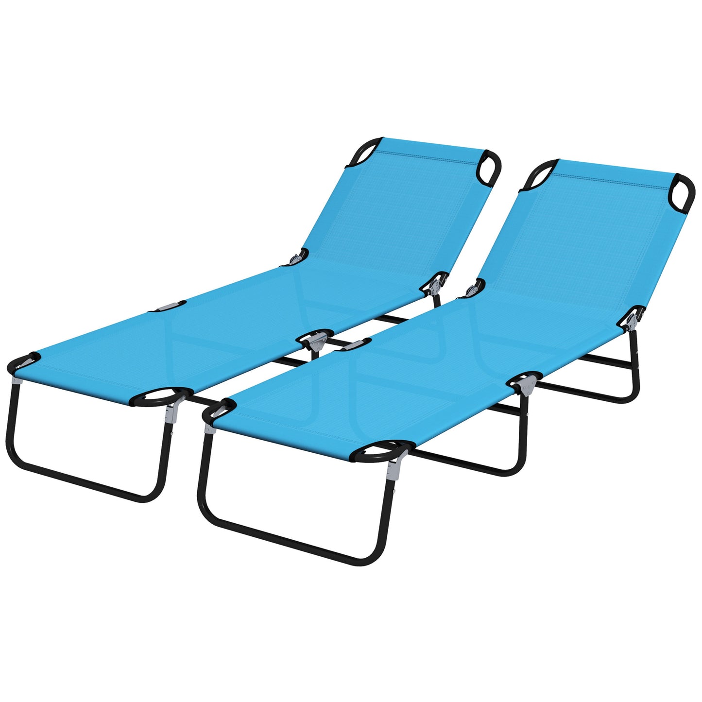 Foldable Sun Lounger with 5-Position Adjustable Backrest