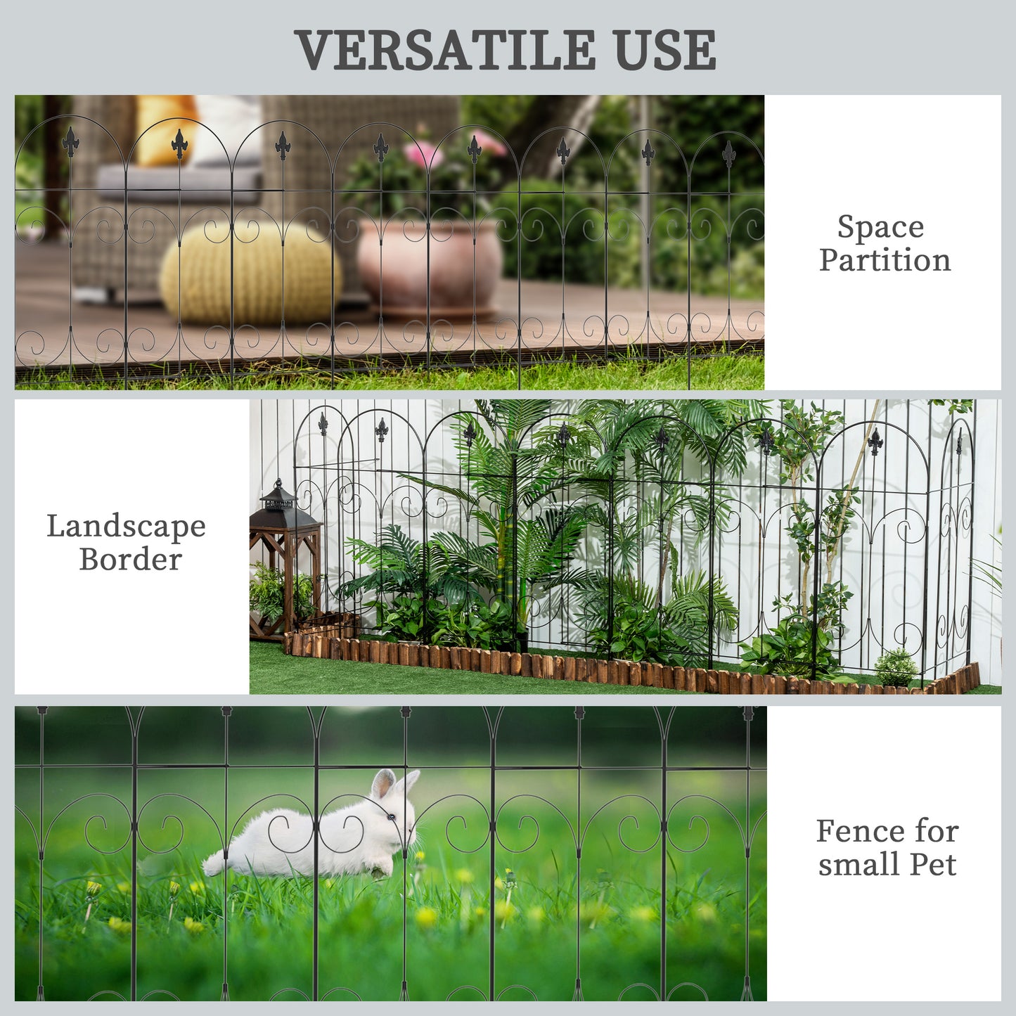 Decorative Garden Fencing, 16PCs 44in x 25ft Outdoor Picket Fence