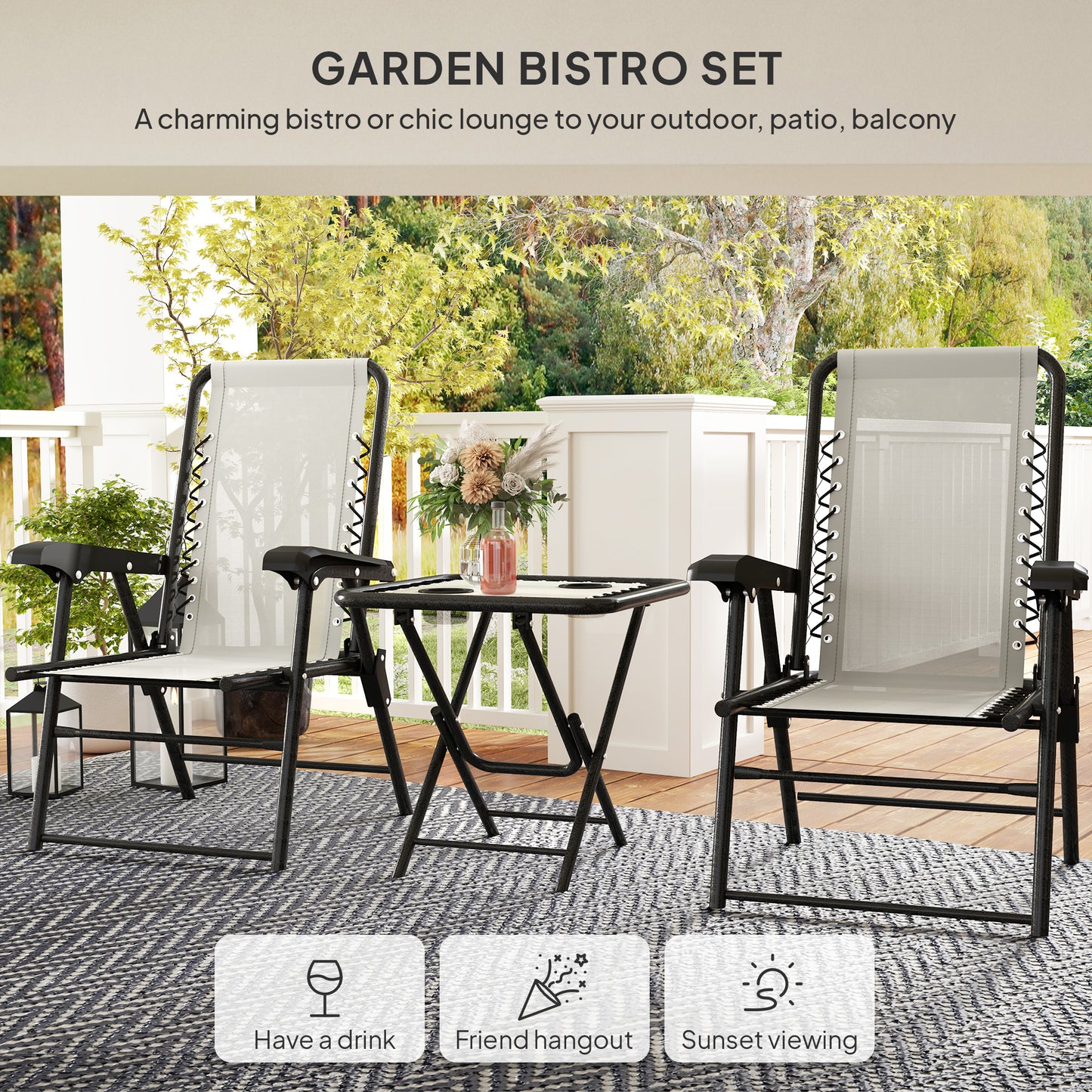 Three-Piece Garden Table and Chair Set