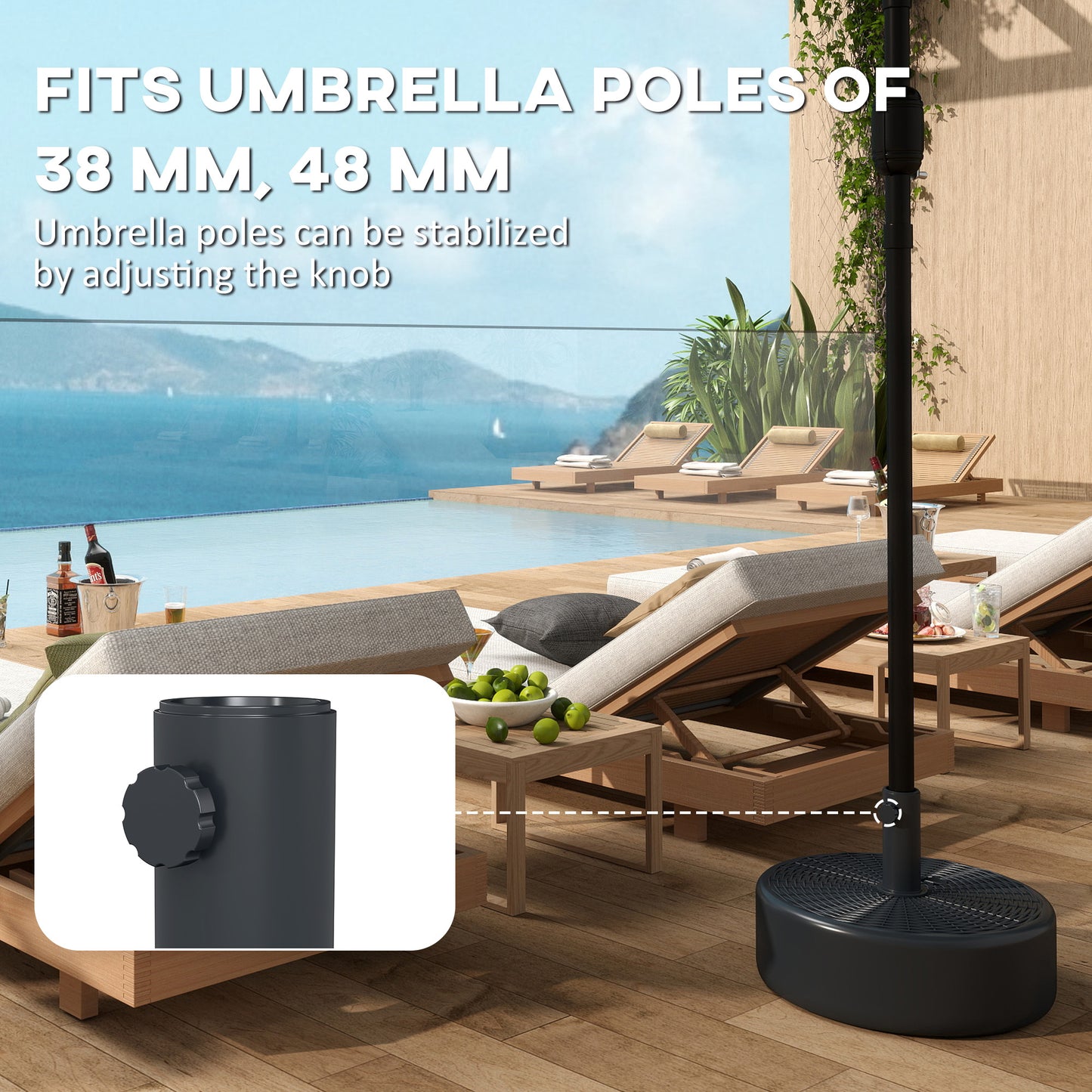 Patio Umbrella Base 22kg Sand Filled Garden Parasol Stand forfor