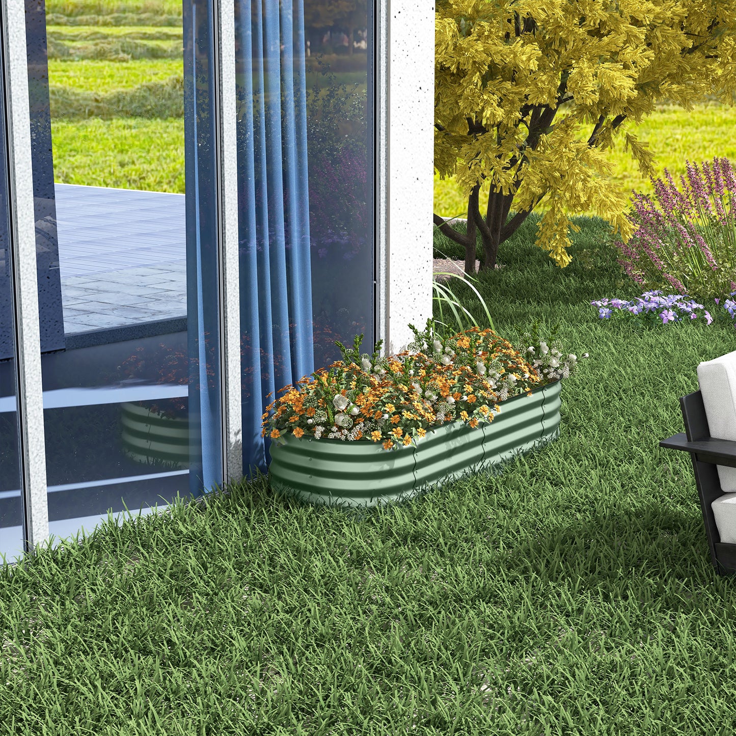 Galvanised Raised Garden Bed, Metal Planter Box with Safety Edging (4)