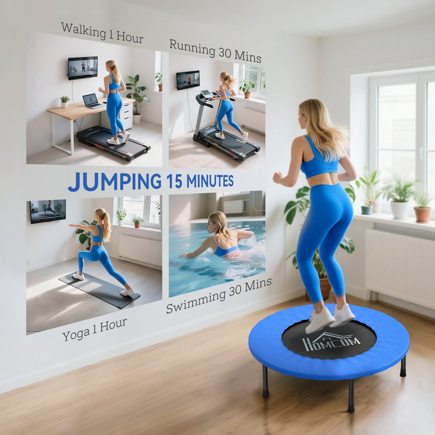 32" Mini Fitness Trampoline Home Gym Yoga Exercise Rebounder Indoor