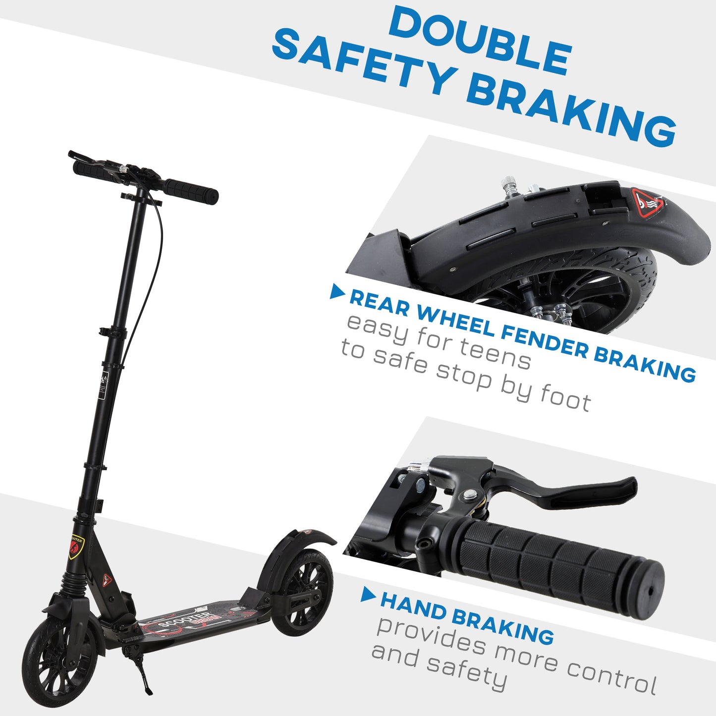 Adult Teens Kick Scooter Foldable Height Adjustable Aluminium Ride
