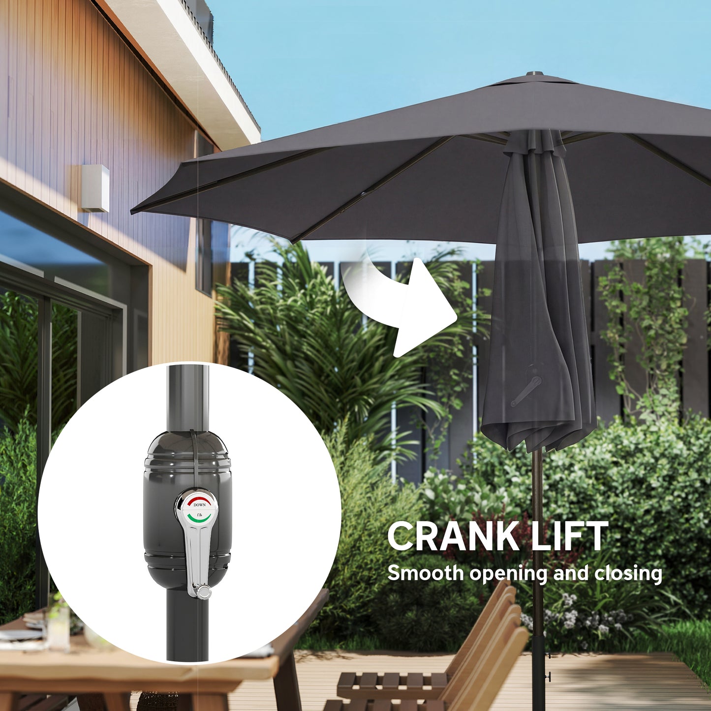 2.7 m Garden Parasol Umbrella with Cross Base and Sandbag