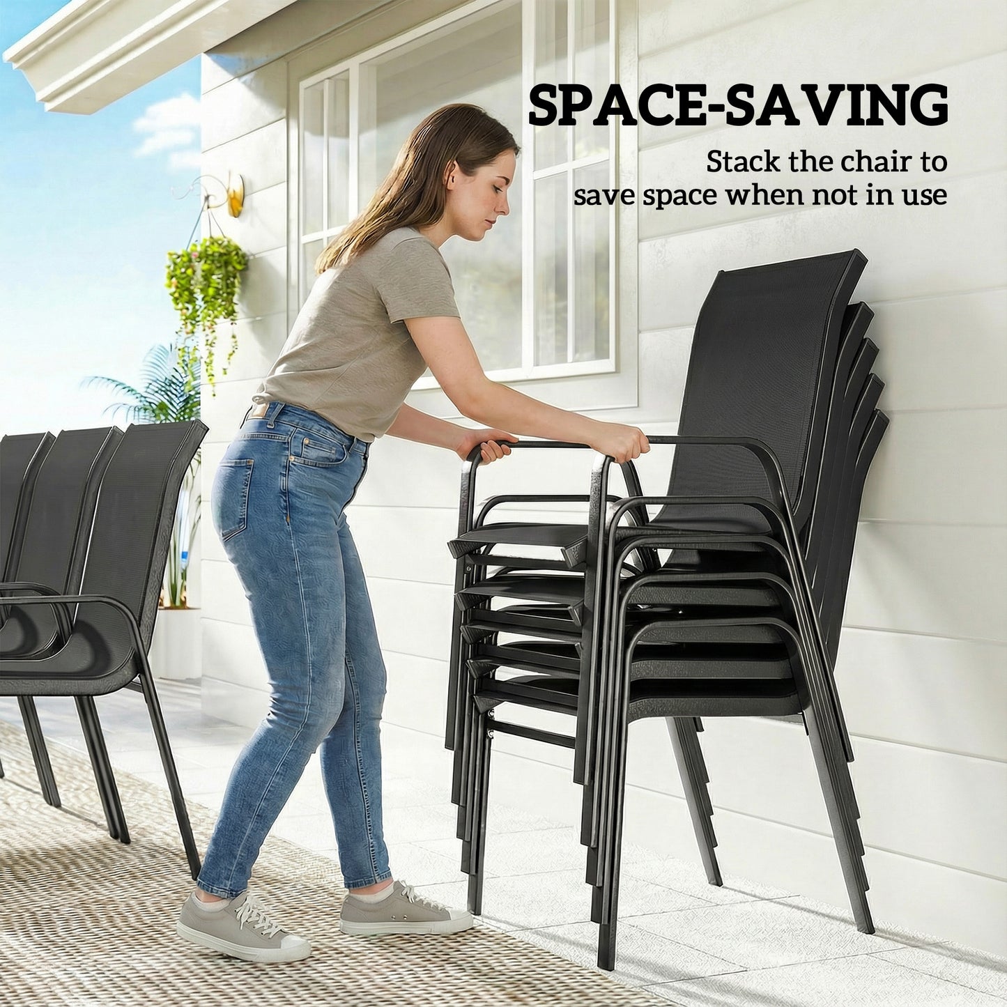 9 Pieces Garden Dining Set, Outdoor Table and Chairs Set for 8
