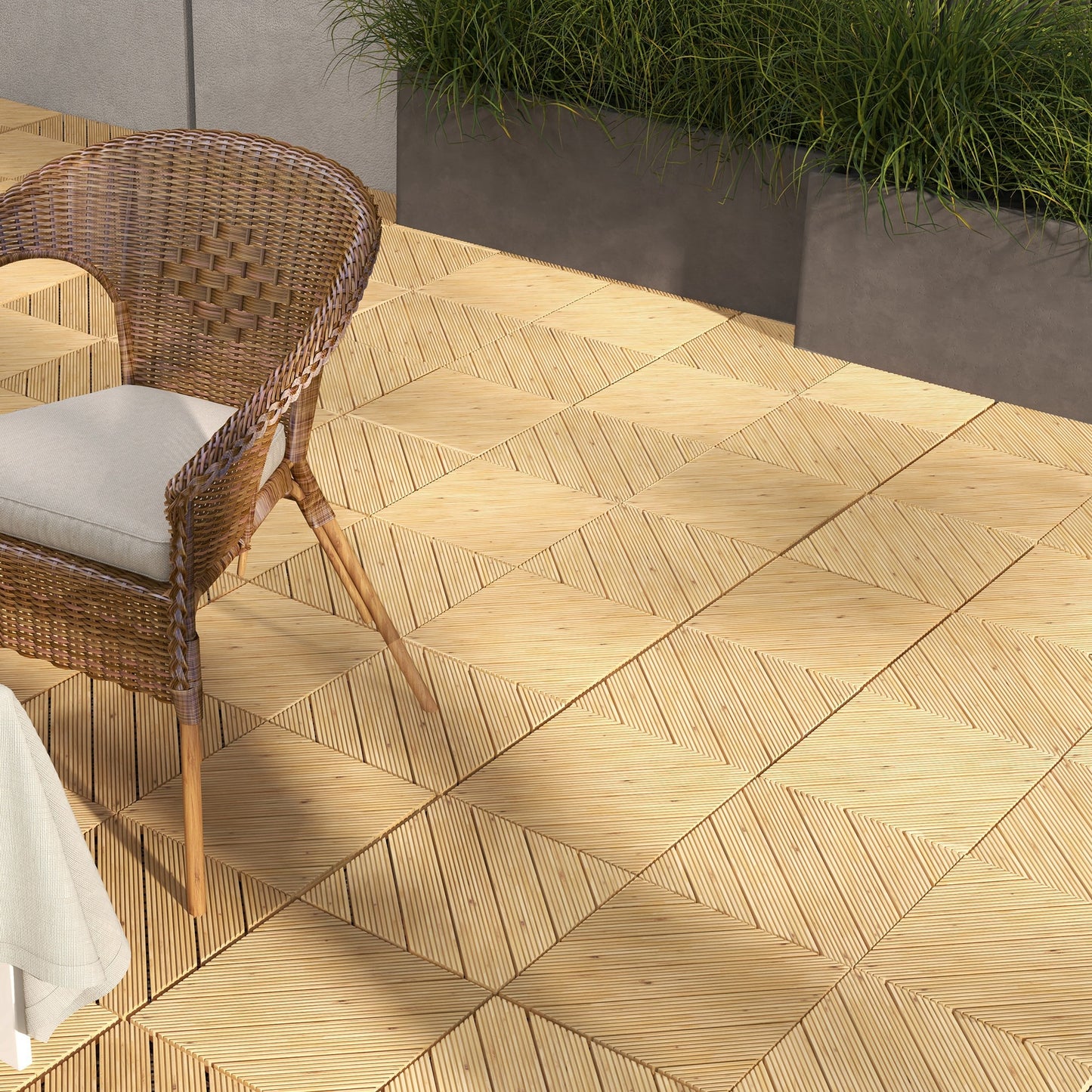 27 Pcs Wooden Interlocking Decking Tiles (2)