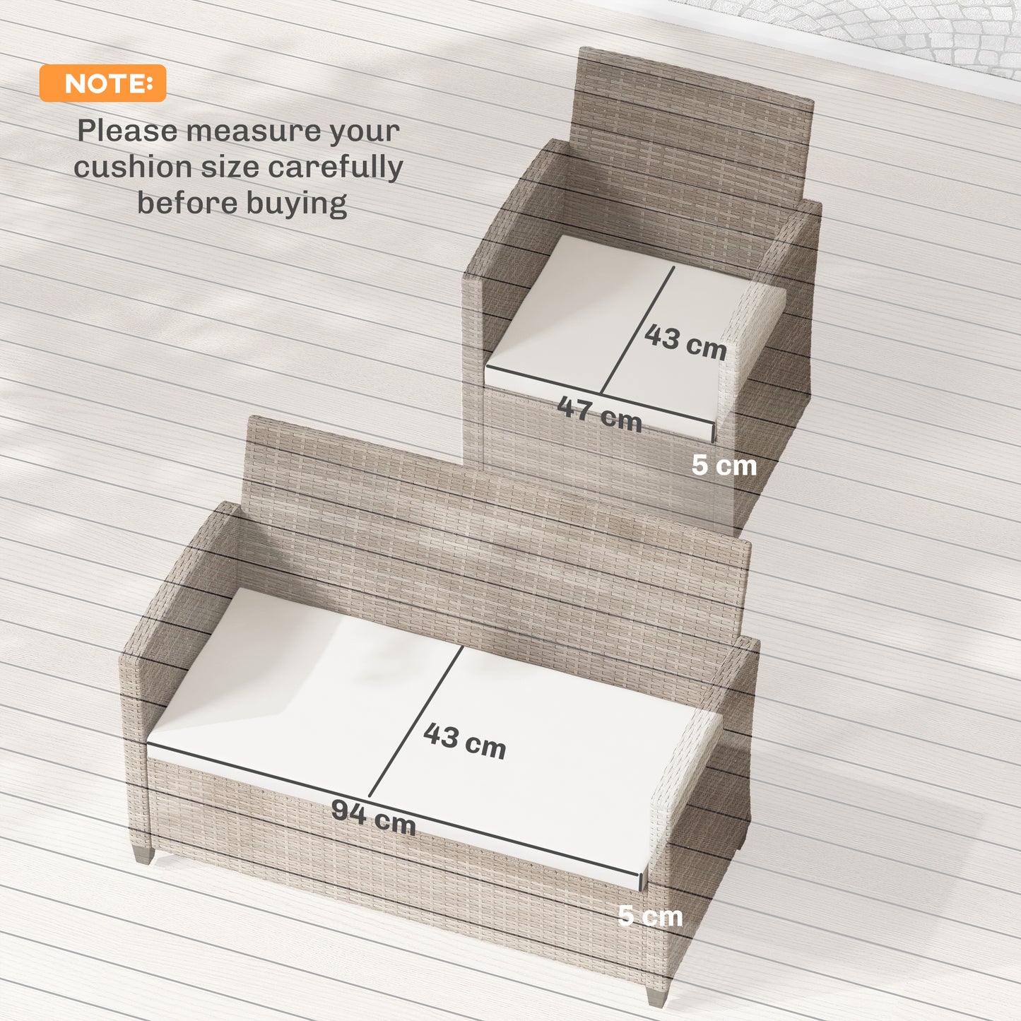 Outdoor Seat Cushion Pads for Rattan Furniture